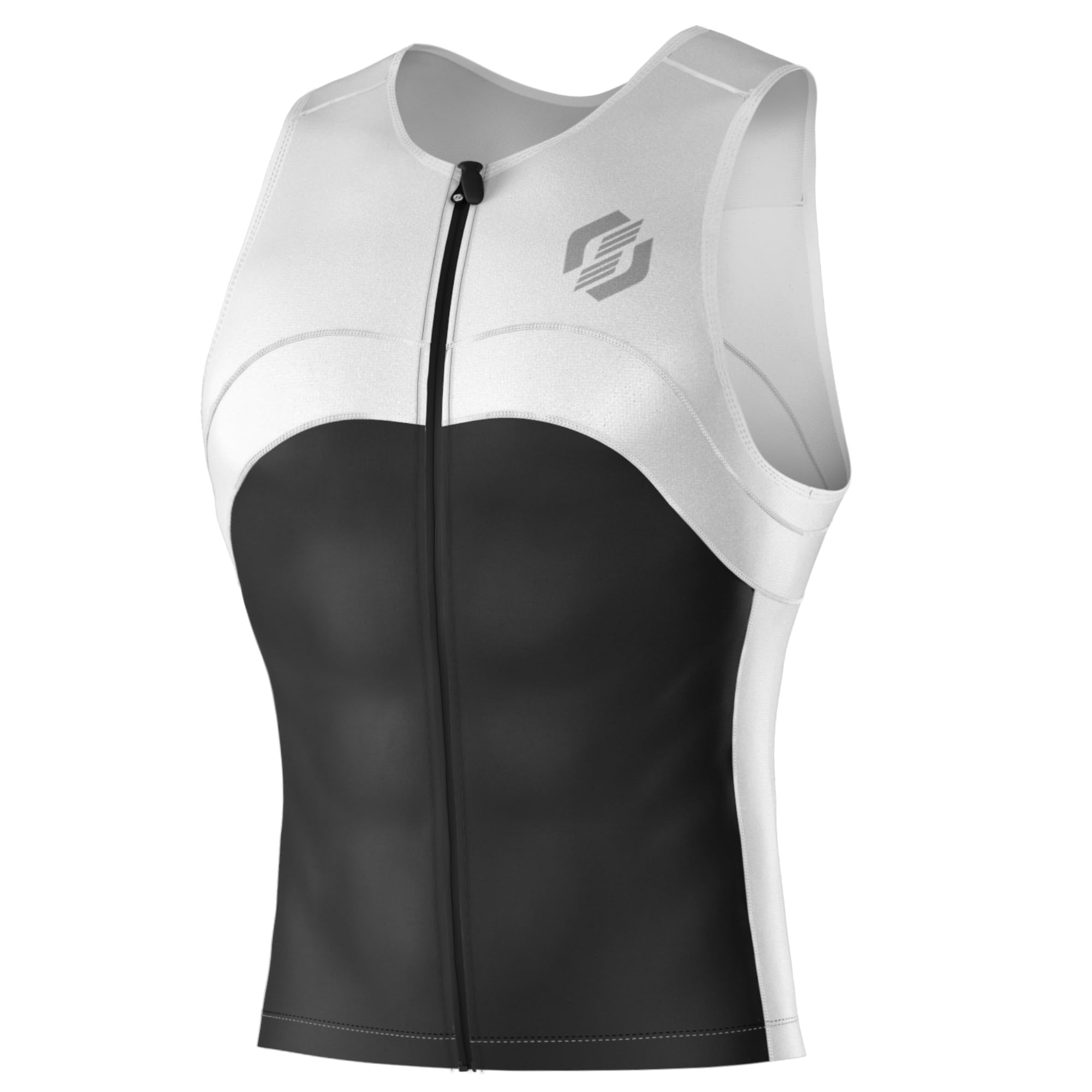 Premium Men's Sleeveless Triathlon Top - PRO FX Performance Material - 3 Pocket Cycling & Running Shirt for Triathletes - Ideal for Swimming, Biking & Racing