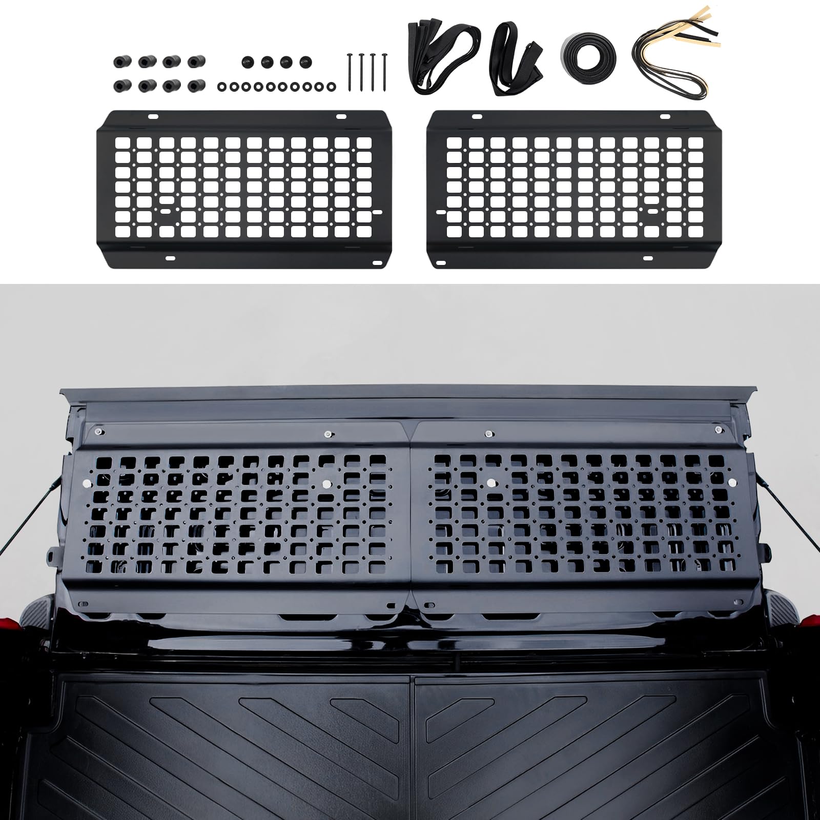 2015-2024 Ford F150 Bed Tailgate Storage Panel - Heavy Duty Metal Molle Panel Organizer for 15-23 F150 Accessories - Perfect for Truck Gear Storage & Off-Road Adventures