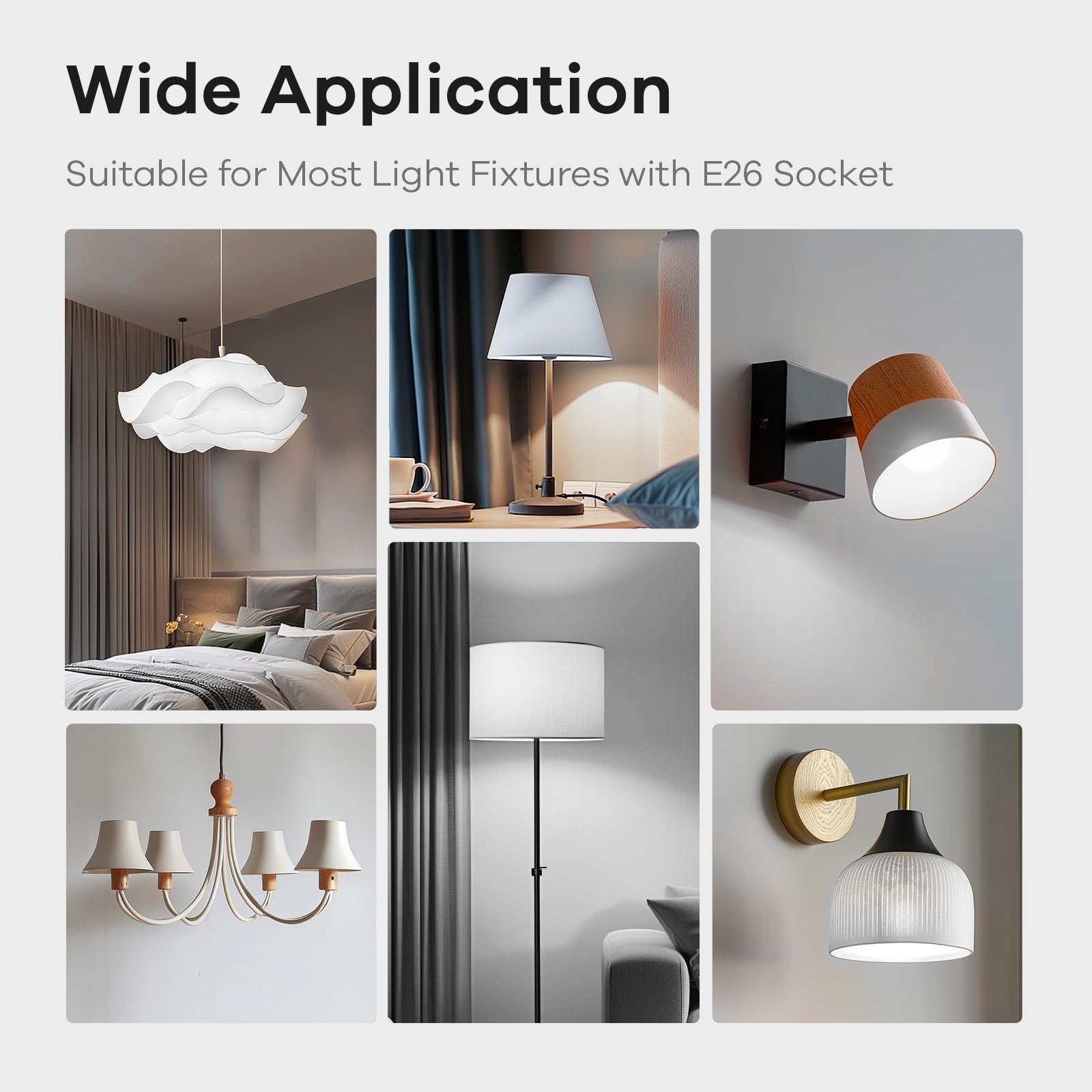 Linkind A19 LED Light Bulbs Dimmable - 60W Equivalent, E26 Base, 5000K Daylight White (9.5W 840 Lumens) - UL Listed & FCC Certified - Energy Saving LED Bulbs for Bedroom, Living Room, Home Office - Perfect for Reading, Task Lighting & Ambient Illumination (12 Pack)