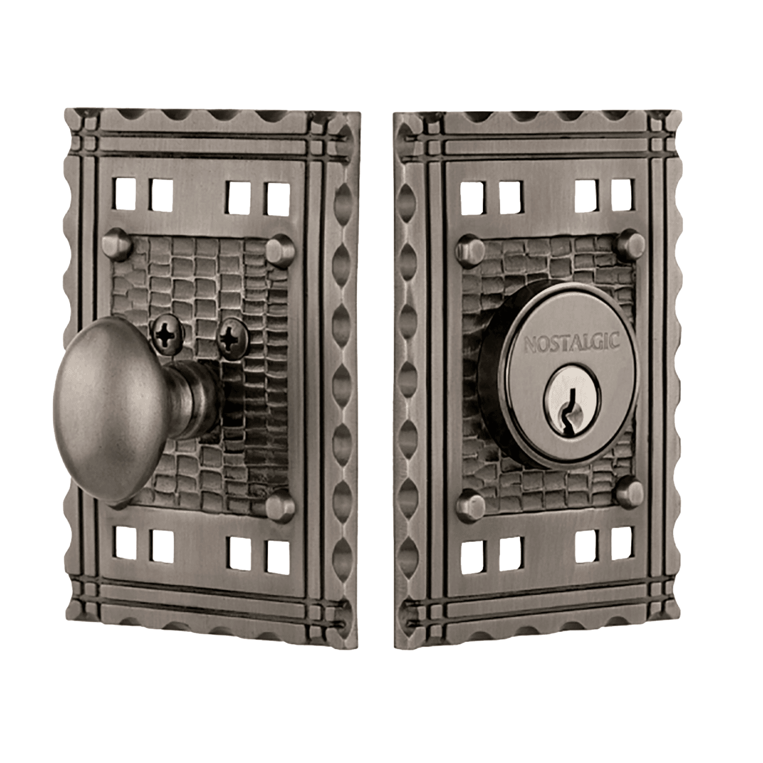 Craftsman Single Cylinder Deadbolt Plate in Antique Pewter Finish - Secure Door Lock for Home, Office & Apartment Entryways