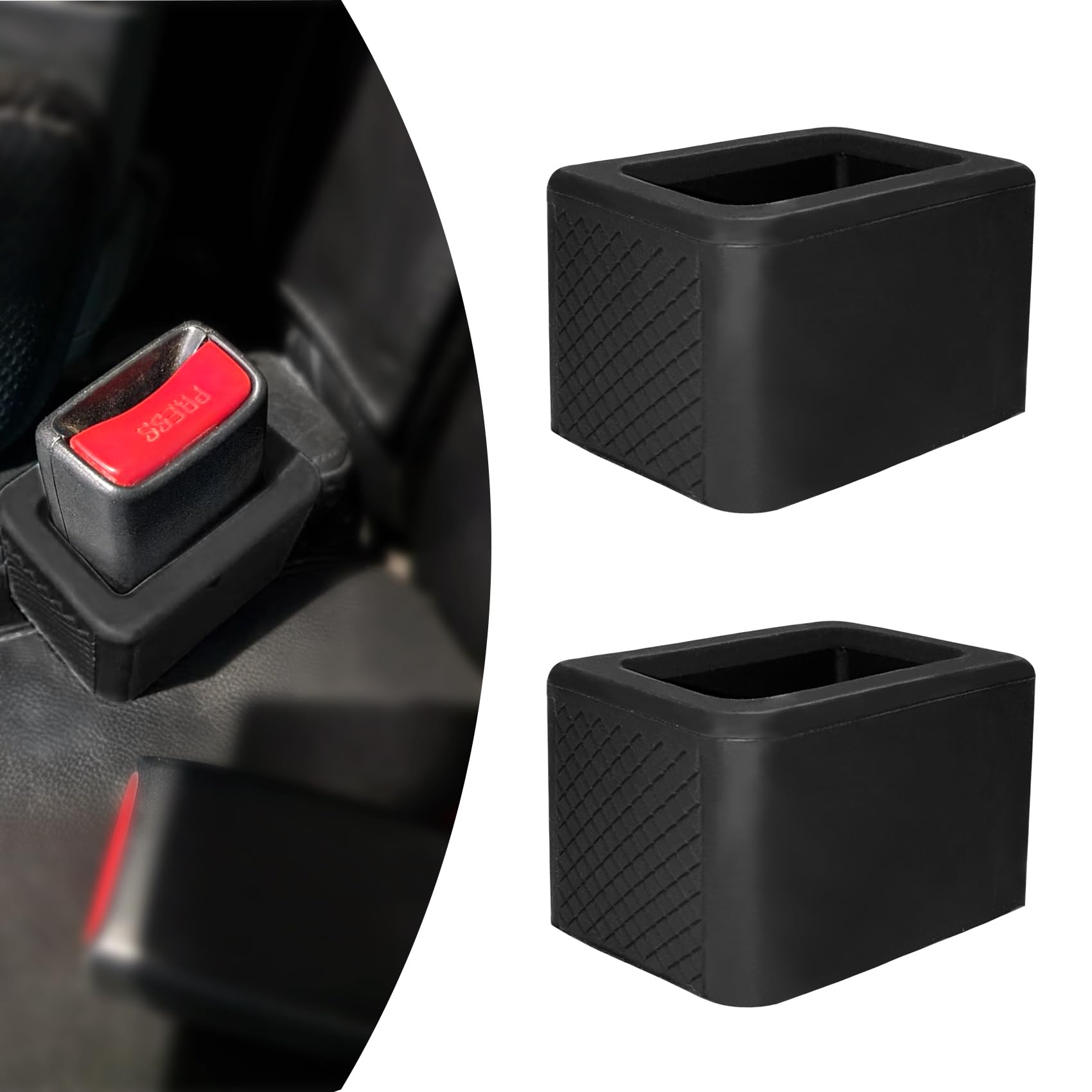 NTNEV 2PCS Silicone Seat Belt Buckle Holder - Car Seat Belt Booster for Easy Access, Stable & Upright Position - Universal Car Accessories (Black) - Perfect for Kids, Elderly & Disabled Passengers
