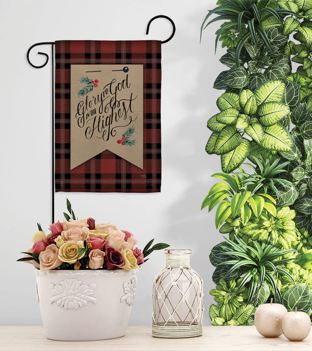 Christmas Garden Flag Set - Glory to God Winter Decor 13x18.5in for Holiday Yard