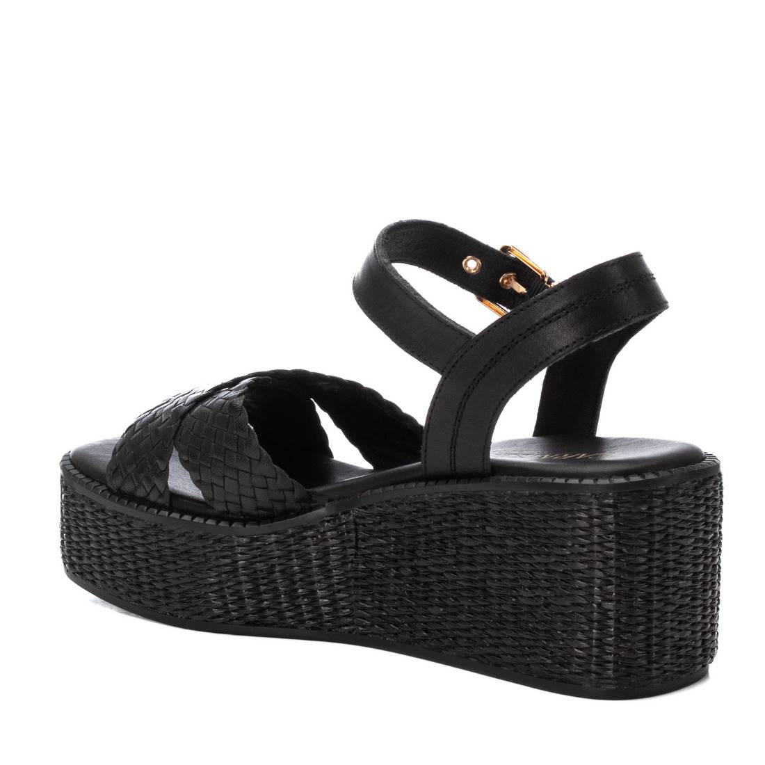 CARMELA Women's Black Leather Wedge Sandals - Comfortable High Heel Open Toe Shoes for Summer, Beach, Party & Casual Wear