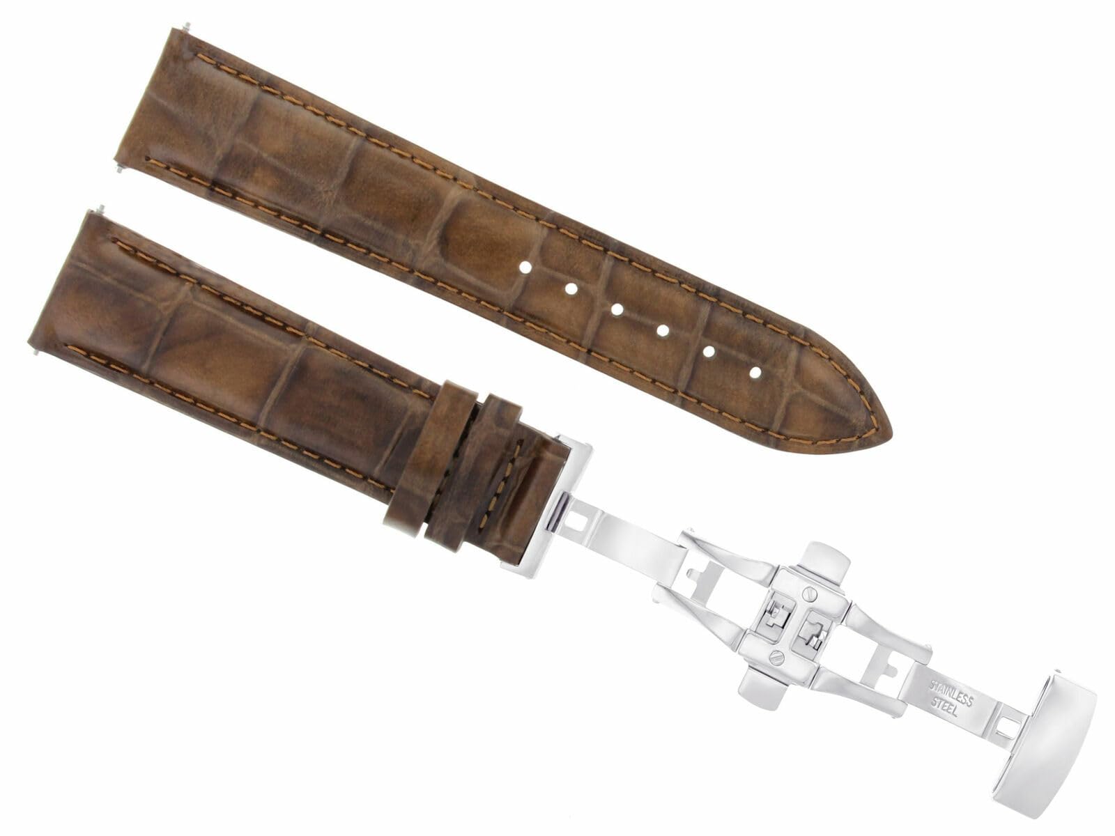 20mm Genuine Leather Watch Band Strap with Deployment Clasp - Compatible with Tag Heuer Carrera - Light Brown Replacement Strap for Men's Watches | Dress, Business & Casual Wear
