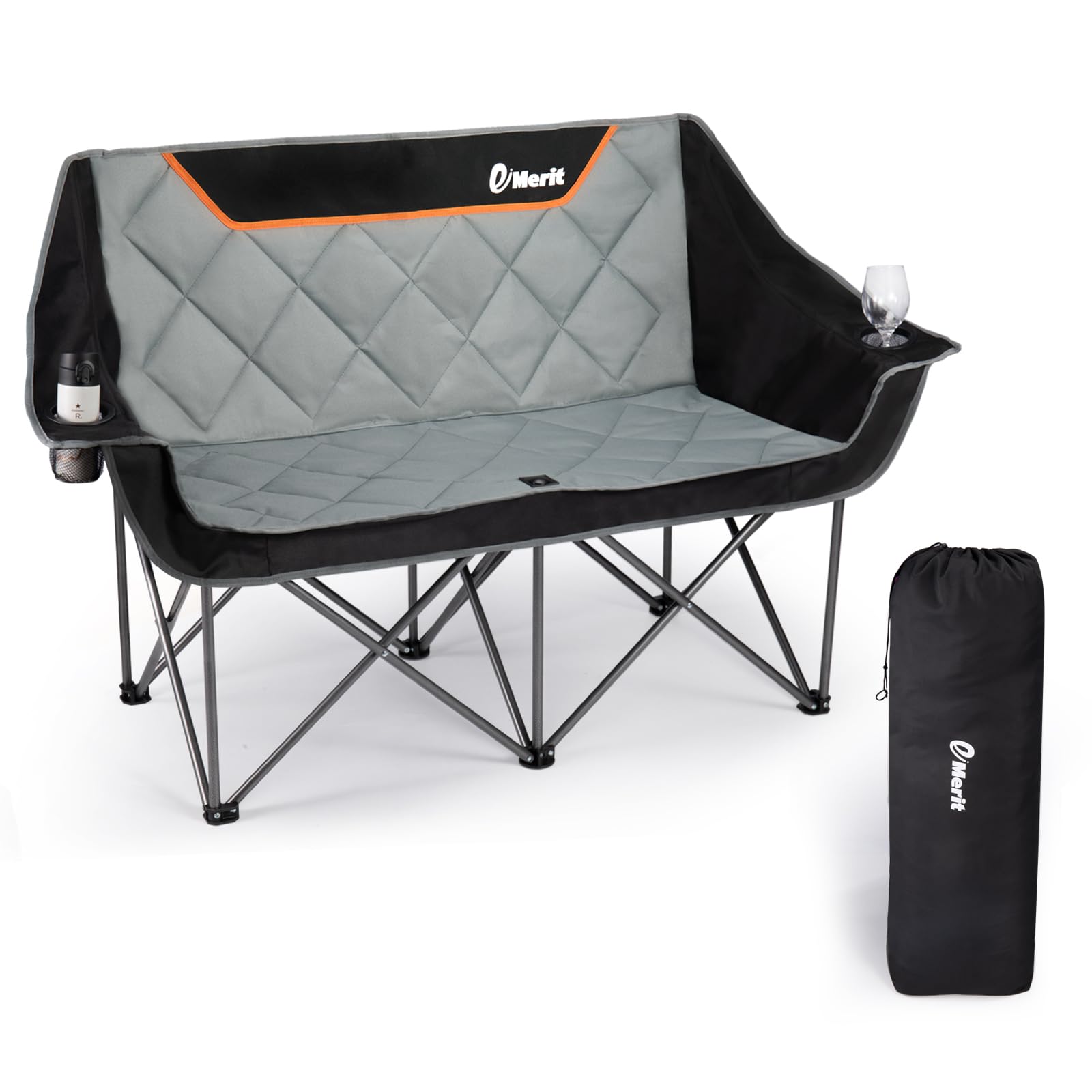 EMERIT Heavy Duty 2-Person Camping Chair - 650LBS Capacity for Outdoor & Backyard Use