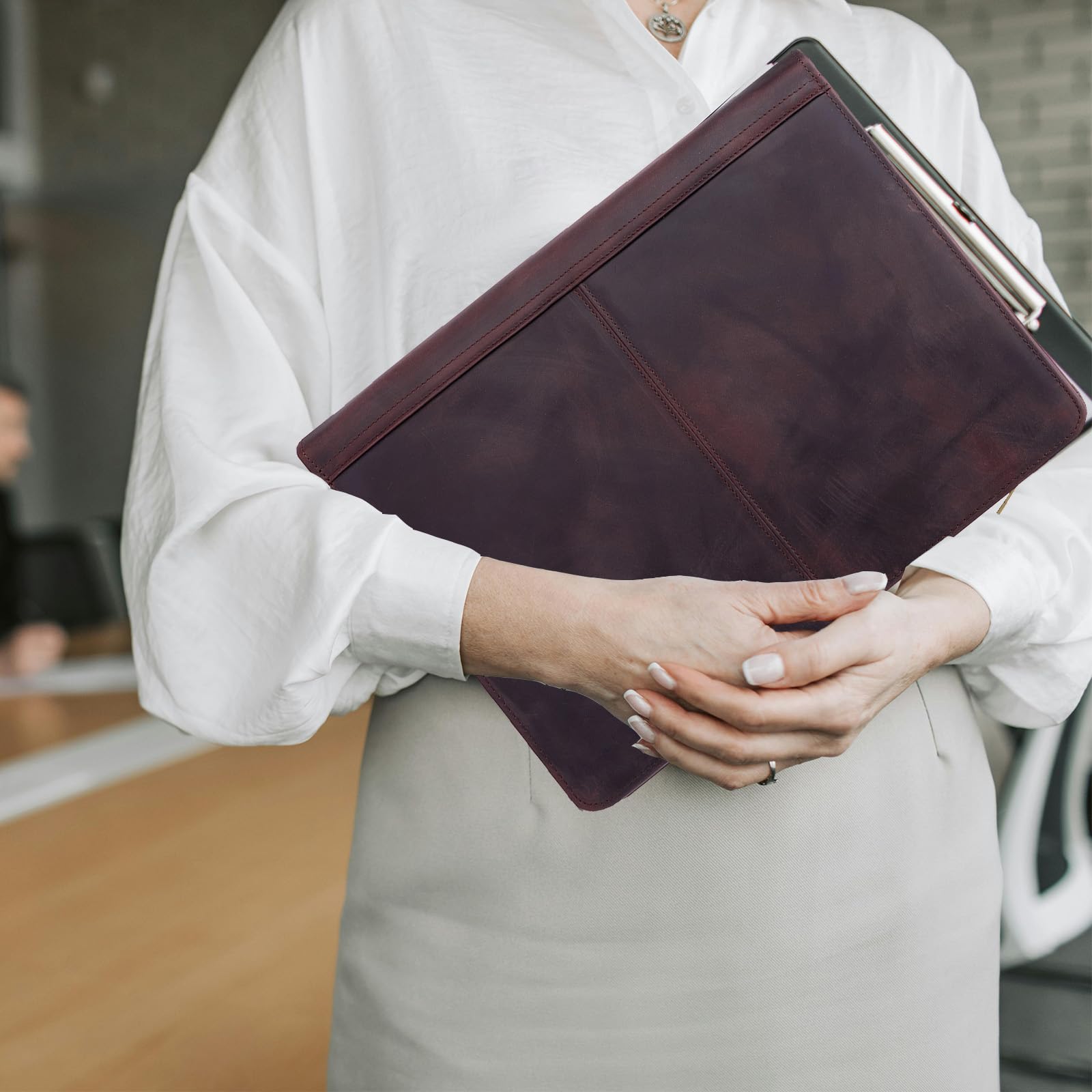 Premium Full Grain Leather Portfolio with 3-Ring Binder | Zippered A4 Notebook Holder & Laptop Sleeve | Professional Organizer for Business Meetings, Office Work & Corporate Gifts (Dark Brown) - Perfect for Executives, Students & Professionals