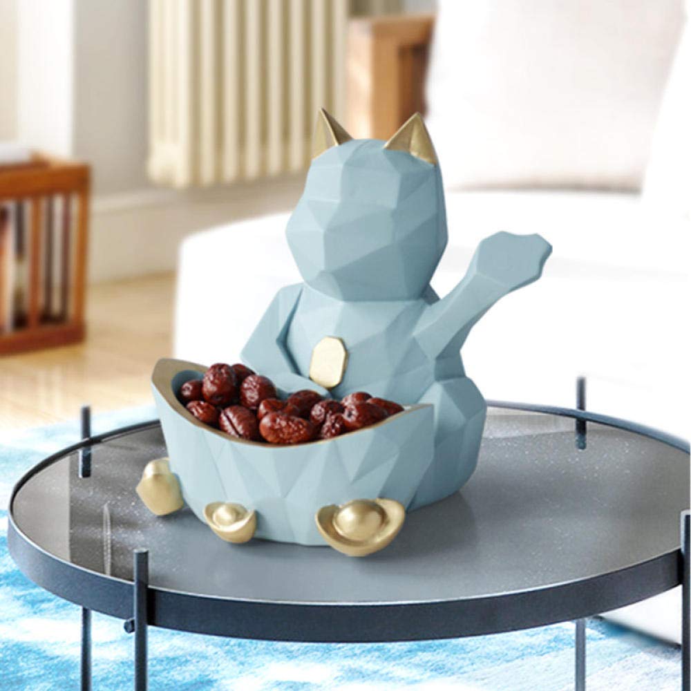 Lucky Cat Resin Statue - Elegant Home & Wedding Decoration, Wall Ornament, Candy Storage Box, Feng Shui Gift for Mother - Perfect for Living Room, Bedroom, Office Desk Decor