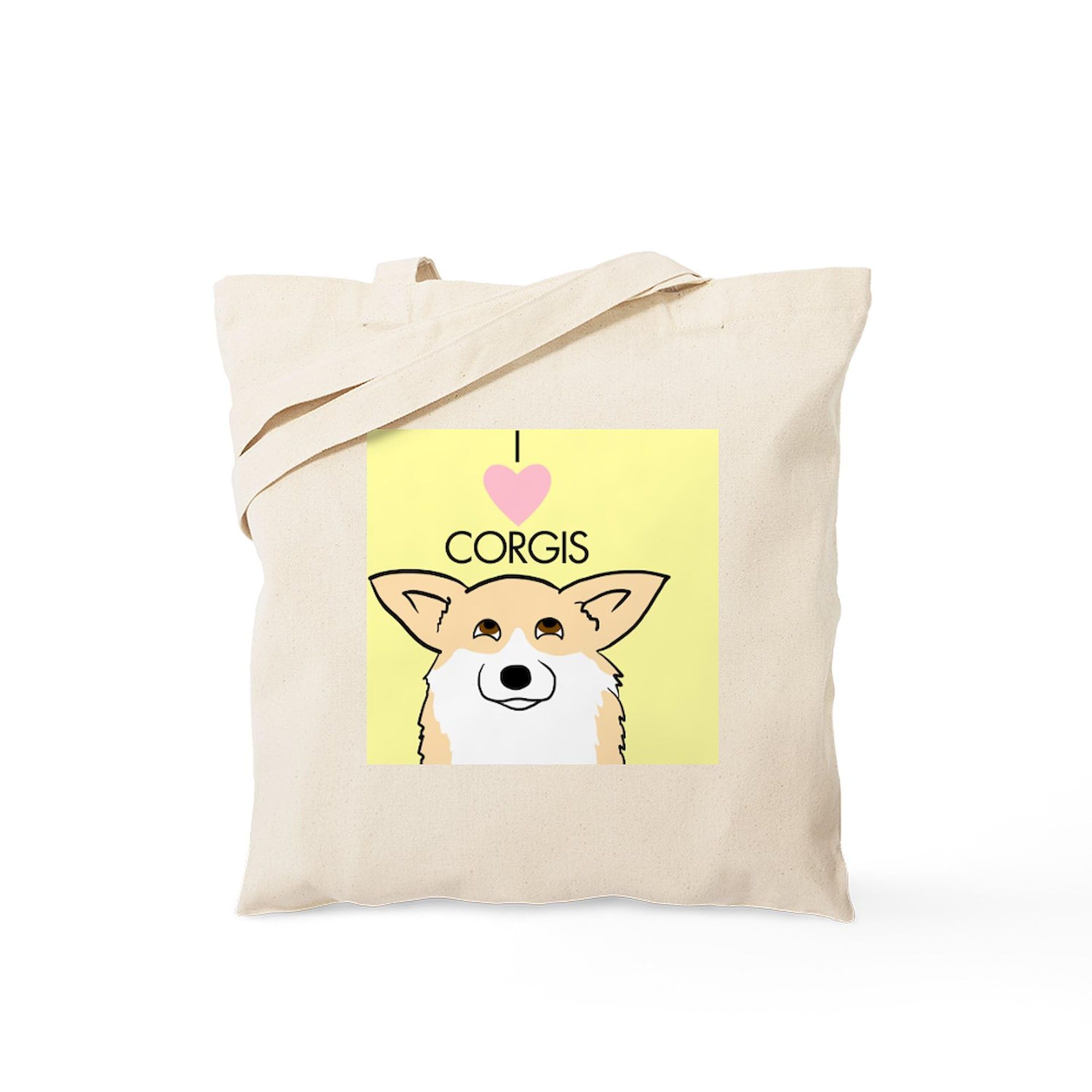 I Love Corgis Tote Bag - Natural Canvas Reusable Shopping Bag for Groceries, Beach & Daily Use | Cute Dog Lover Gift