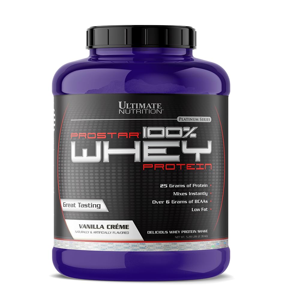 Ultimate Nutrition PROSTAR 100% Whey Protein Powder - Low Carb, Keto Friendly, 80 Servings, Vanilla Crème, 5.28 lbs - Muscle Recovery & Post-Workout Shake for Athletes & Fitness Enthusiasts