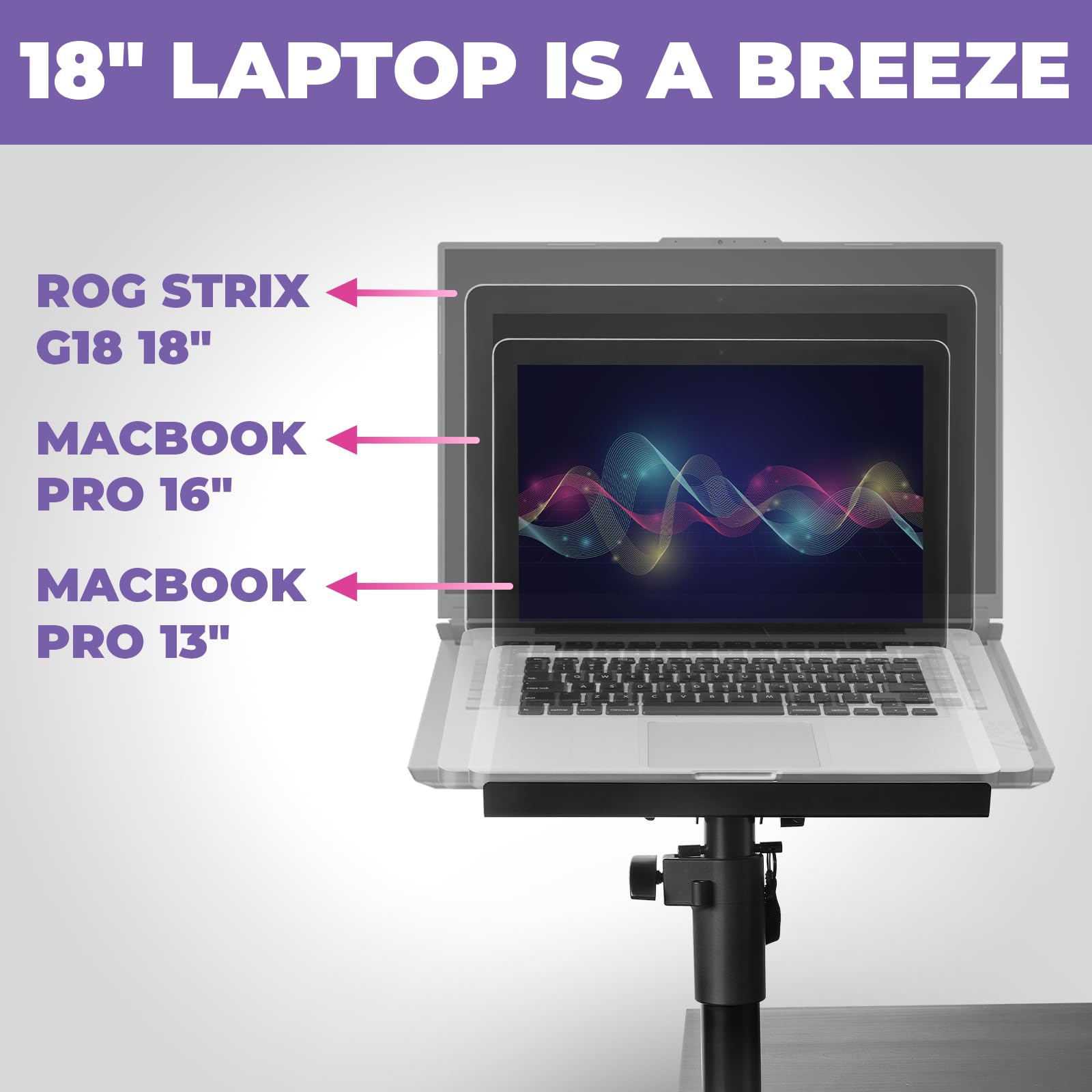 Adjustable Laptop Desk Mount Stand - 9x12.5