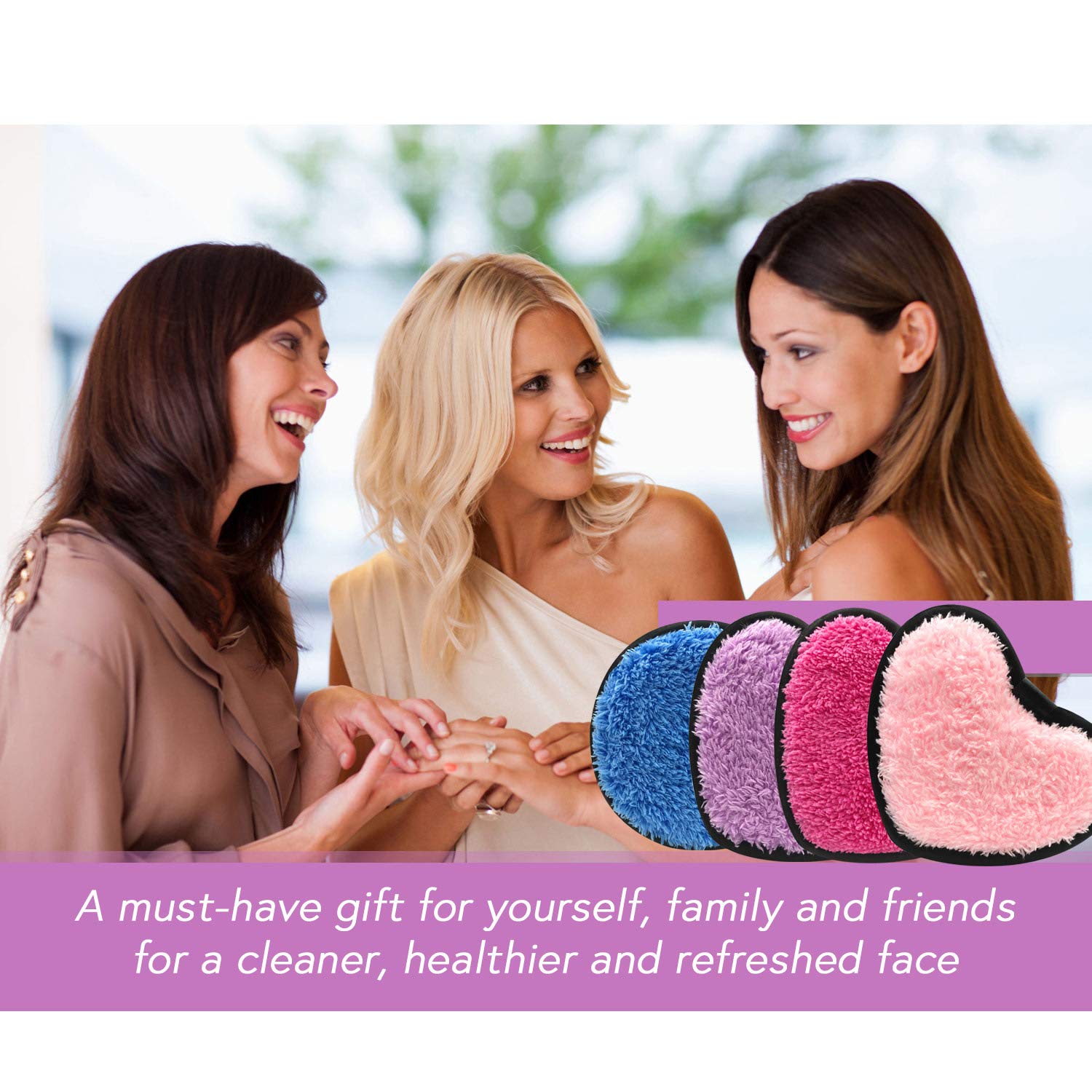 Reusable Washable Makeup Remover Pads for Face & Eyes - 4 Pack | Eco-Friendly Cleansing Wipes, Beauty Blender Sponges & Powder Puffs | Perfect for Applying Toner, Exfoliating & Gentle Facial Massage | Ideal for Daily Skincare & Travel