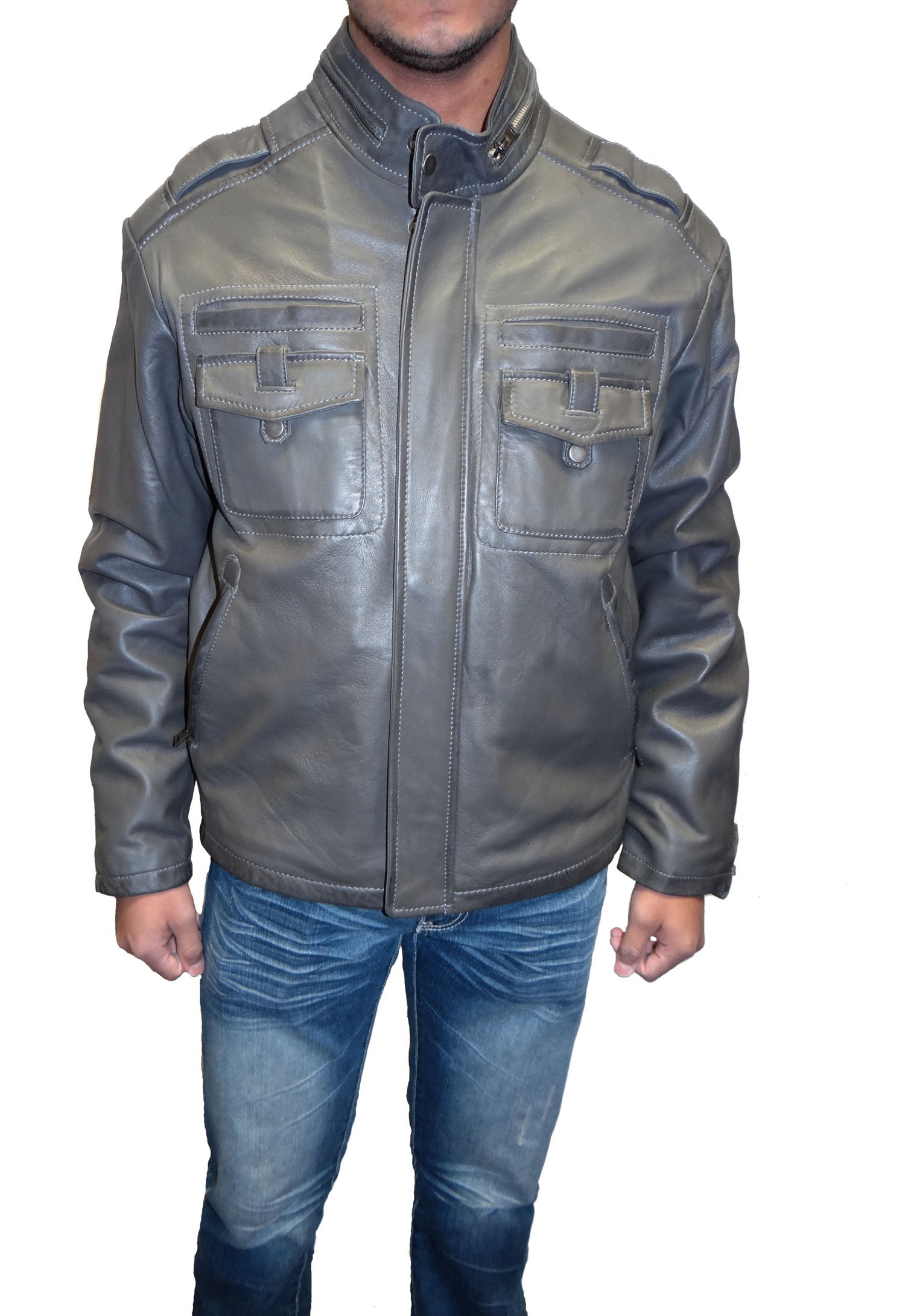 Vintage Wash Retro Leather Jacket for Men & Women | Distressed Biker Style Motorcycle Jacket | Perfect for Casual Outfits, Motorcycle Rides & Fall Fashion
