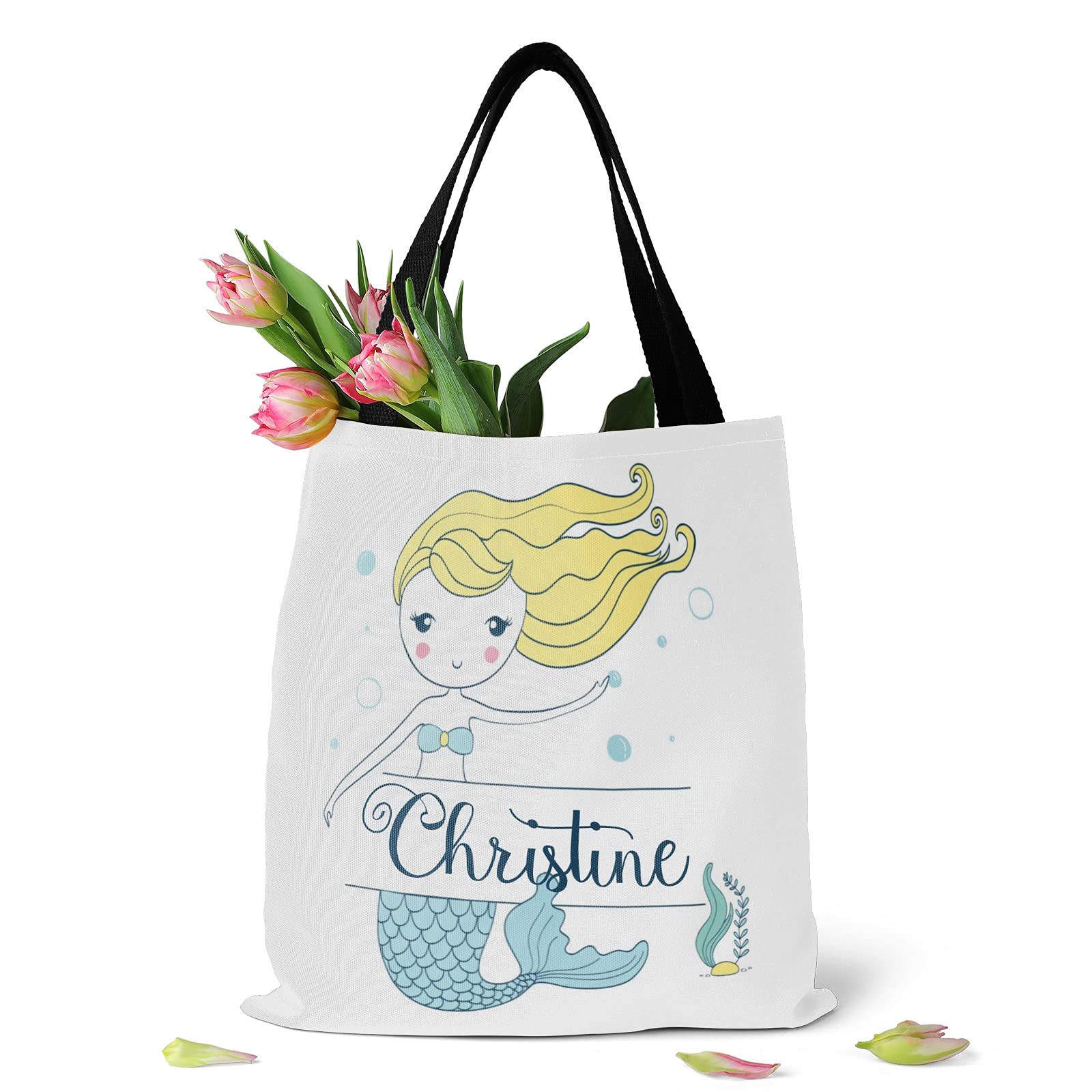 Personalized Mermaid Tote Bag - Reusable Canvas for Shopping & Travel