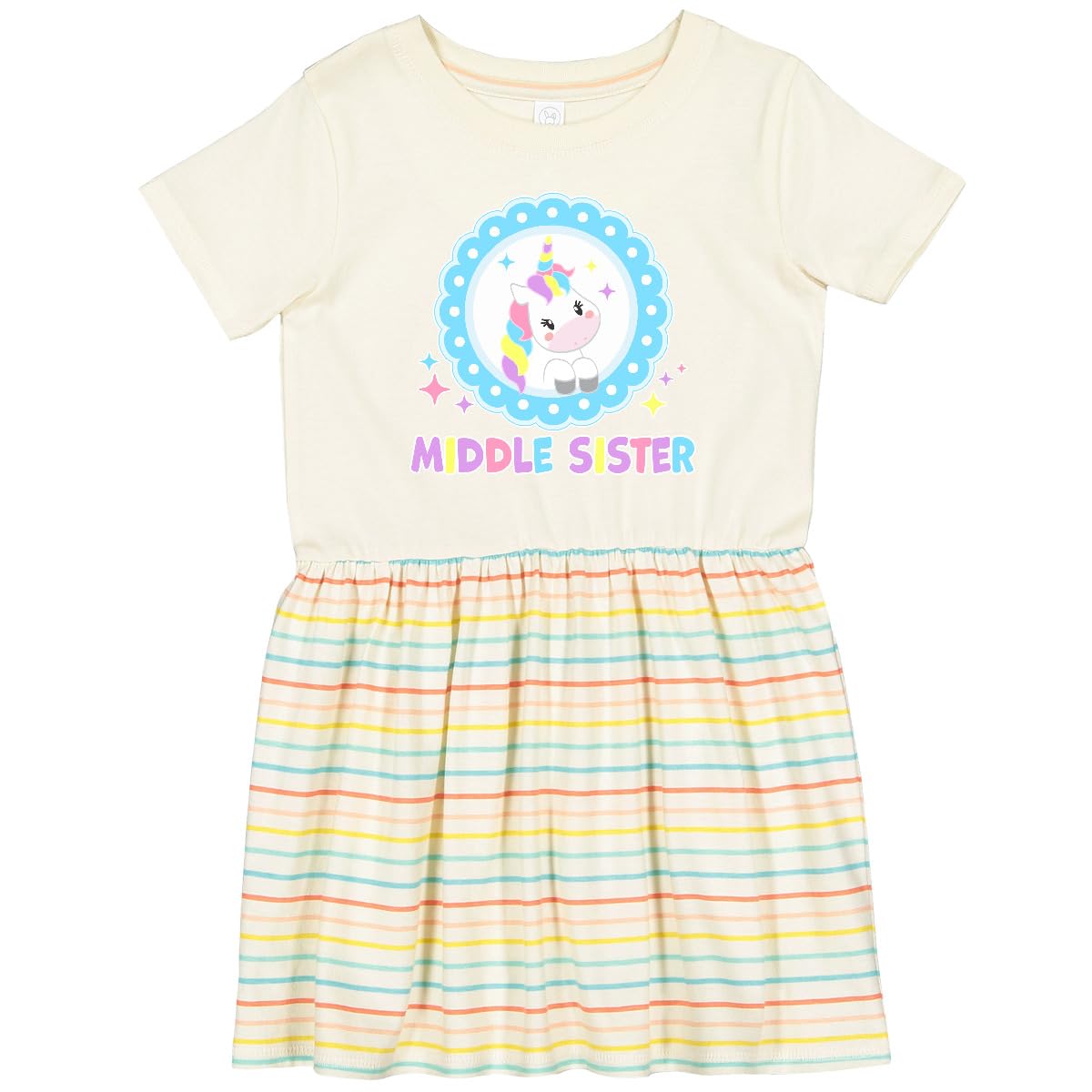 Inktastic Middle Sister Cute Unicorn Toddler Dress - Adorable Unicorn Print Girls' Outfit for Birthday, Party & Casual Wear