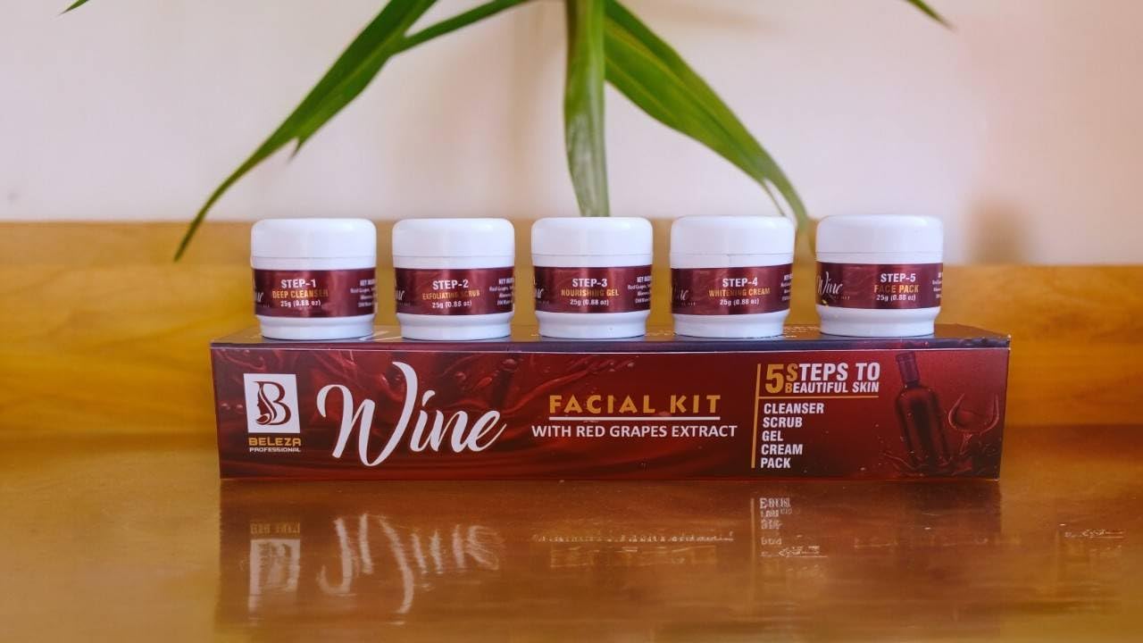 Organic Wine Facial Kit with Fruits & Herbs for Skin Purification - Detox & Glow for Spa & Home Skincare
