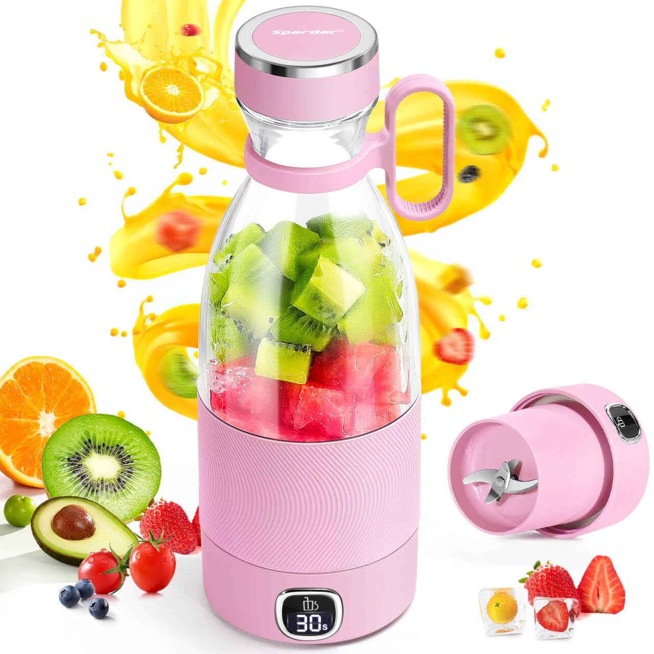 Spardar Portable USB Rechargeable Mini Blender - Personal Smoothie Maker & Juicer Cup for Shakes, Protein Drinks - Perfect for Home, Gym, Travel & Outdoor Activities | Compact & Powerful Blending On The Go