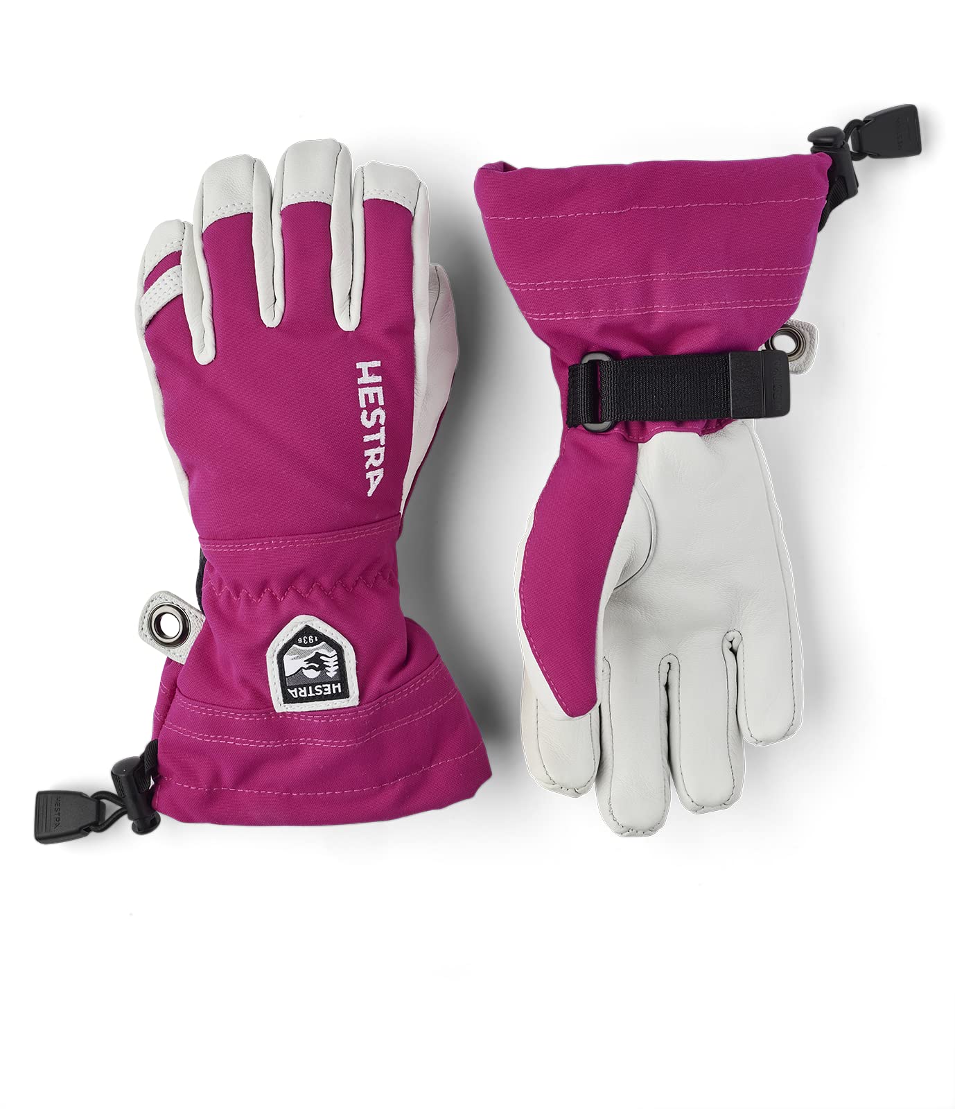 Hestra Army Leather Heli Ski Junior Gloves for Kids (Youth 4-13 Years) - Waterproof, Insulated 5-Finger Winter Gloves for Skiing, Snowboarding & Outdoor Snow Play | Perfect for Cold Weather Activities & Winter Sports