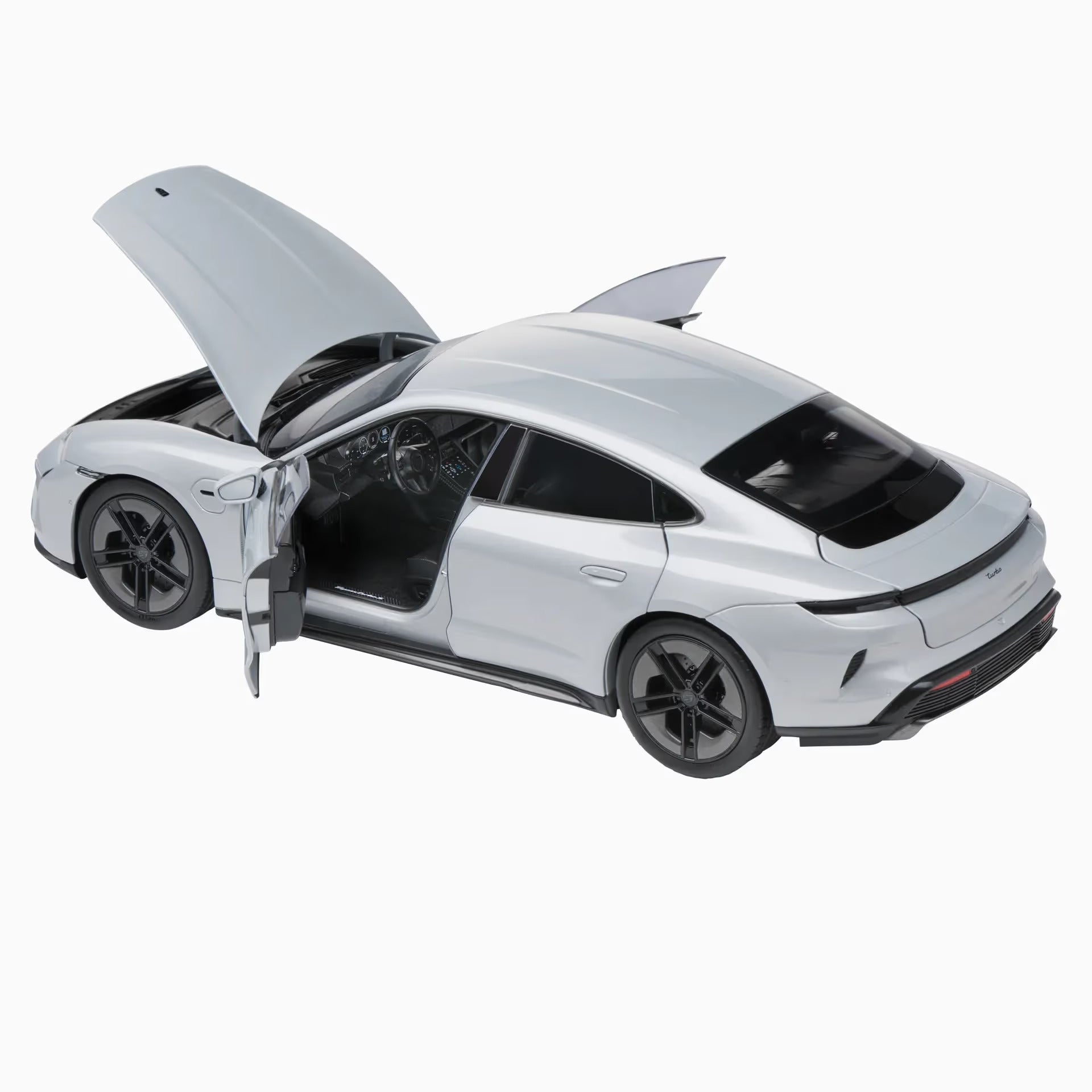 Porsche Taycan Turbo S (J1 PA) 1:18 Scale Diecast Model Car - Ice Grey Metallic - Collectible Sports Car Replica for Display & Racing Enthusiasts