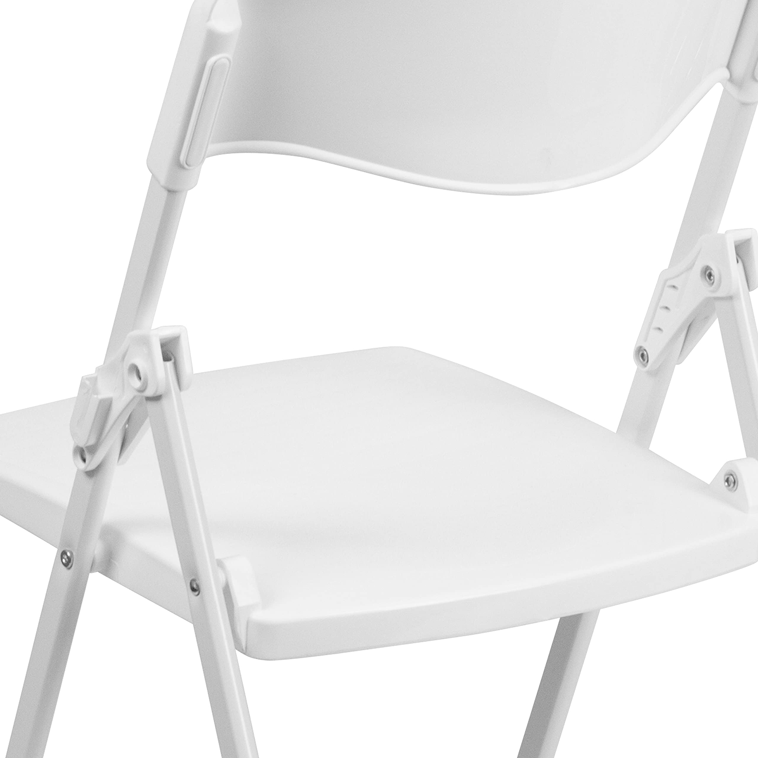 Flash Furniture 2-Pack HERCULES Series 500 lb Capacity Heavy Duty White Plastic Folding Chairs with Built-in Ganging Brackets - Perfect for Events, Parties, and Commercial Use