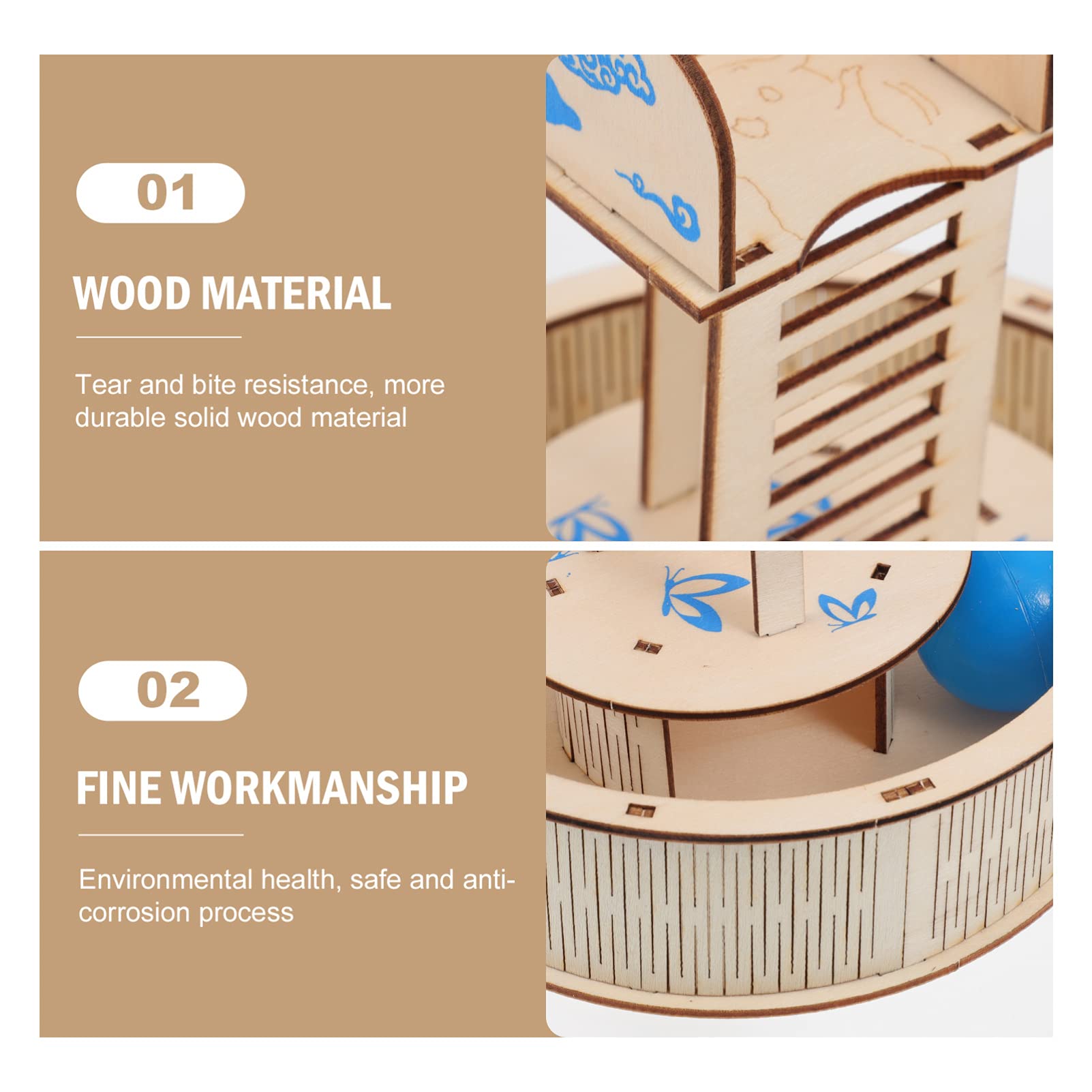 Balacoo Natural Wooden Hamster Maze Toy - Creative Gerbil Labyrinth House for Small Pets (Mice, Hamsters) - Fun Interactive Habitat & Hideout for Play & Exercise - Perfect for Cage Enrichment & Mental Stimulation