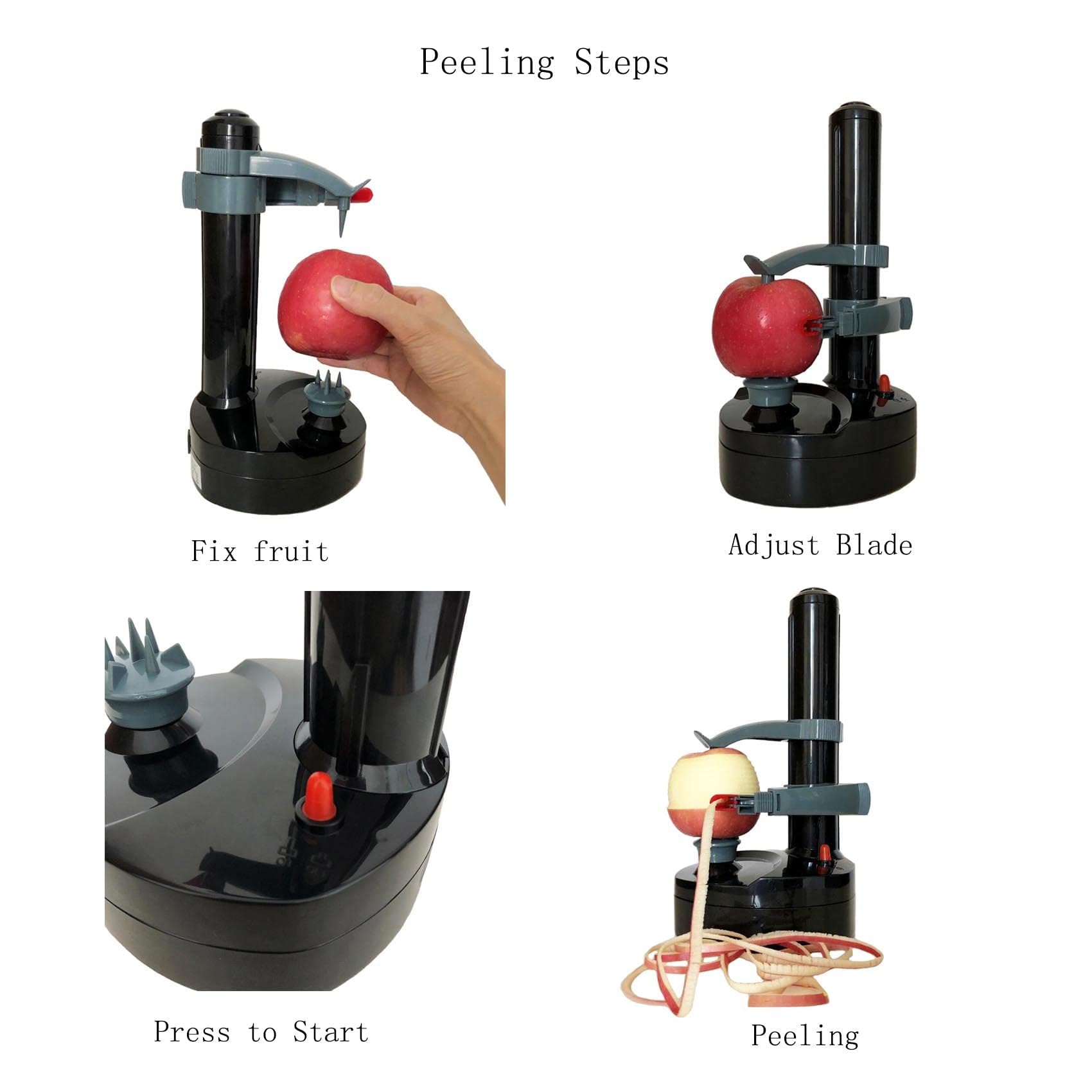 Electric Potato Peeler - Automatic Vegetable Peeler for Zucchini, Carrots, Apples, Oranges, Mango & More | Effortless Kitchen Peeling Tool for Fruits & Vegetables | Perfect for Meal Prep, Cooking & Healthy Snacking (Black)