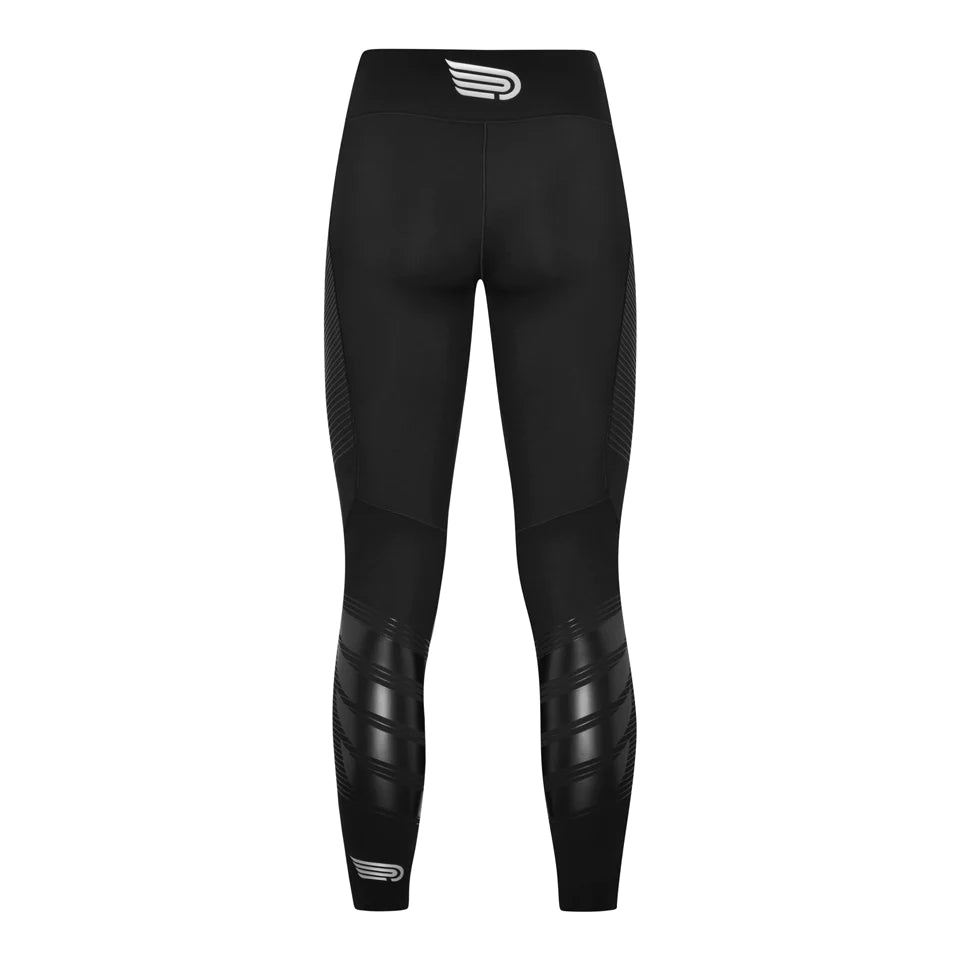 Pressio Women's Power Tight Mid Rise Workout Leggings - Black/Black for Yoga, Running & Gym Fitness