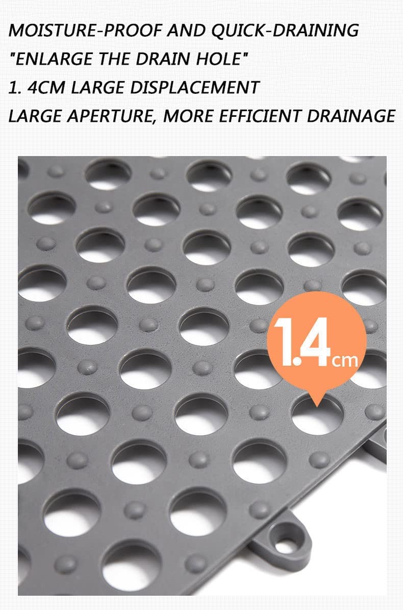Non-Slip Bathroom Mats Set of 12 - Washable, Foldable & Detachable with Drain Holes - 30x30cm (12