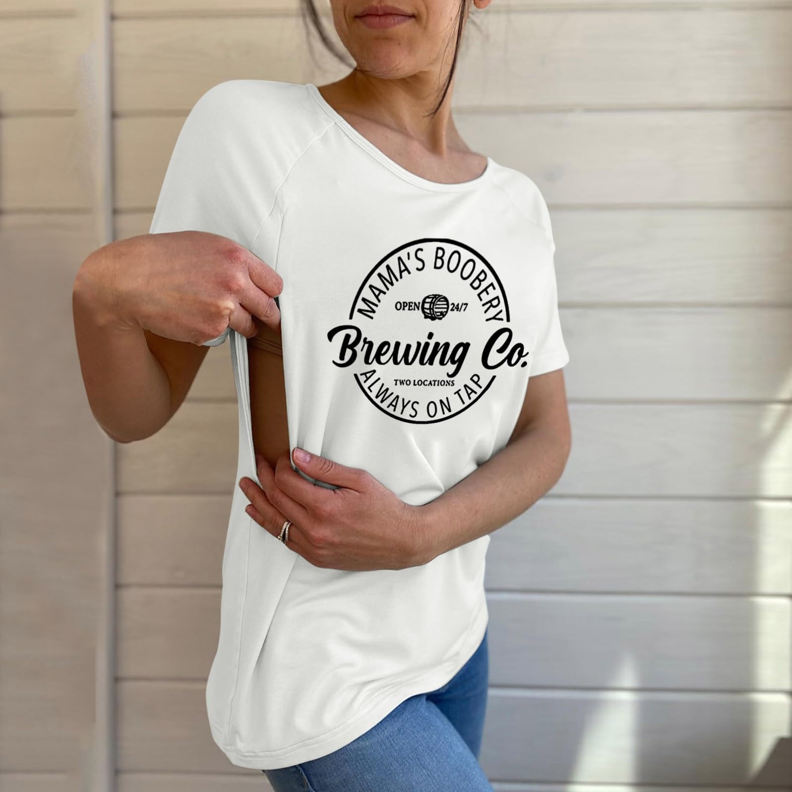 Nursing Shirts for Women - Comfortable Maternity Breastfeeding Tops with Zipper, Summer Nursing Tees for New Moms - Perfect for Nursing, Pumping & Everyday Wear