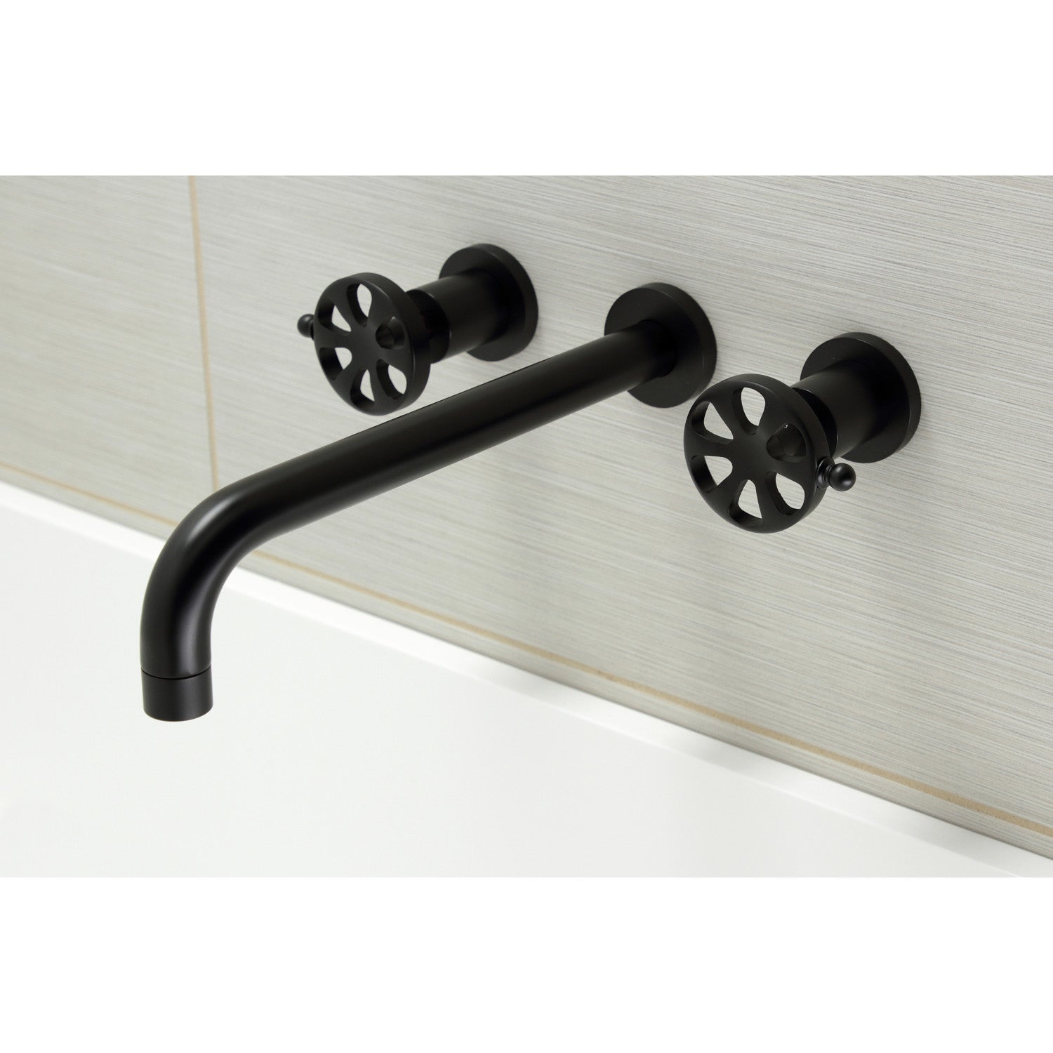 Belknap KS8050RX Matte Black Wall Mount Roman Tub Faucet - Two Handle 3 Hole Bathroom Faucet for Freestanding Tubs | Perfect for Spa, Master Bathroom & Luxury Home Decor