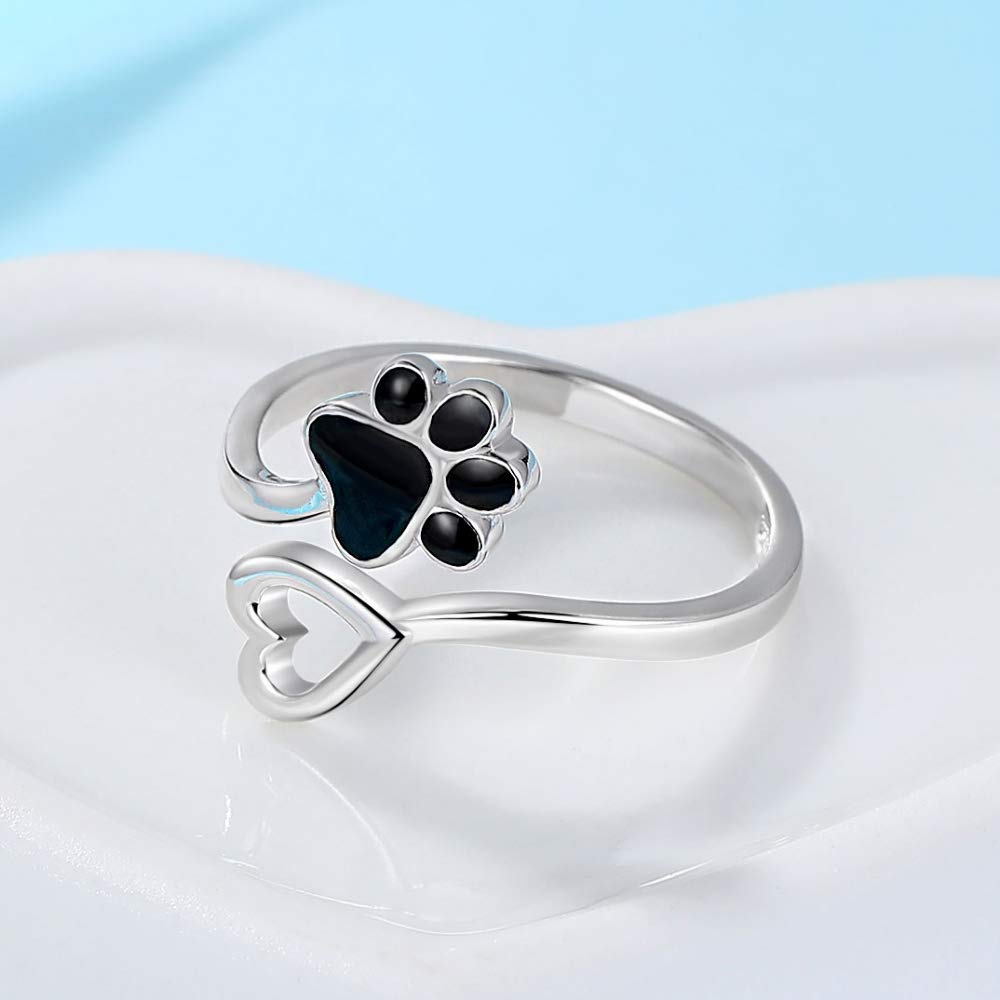 925 Sterling Silver Adjustable Paw & Rose Flower Ring for Women - Elegant Spoon Ring, Promise Ring, Mother's Day Birthday Christmas Jewelry Gift - Perfect for Parties, Weddings, Date Nights & Everyday Wear