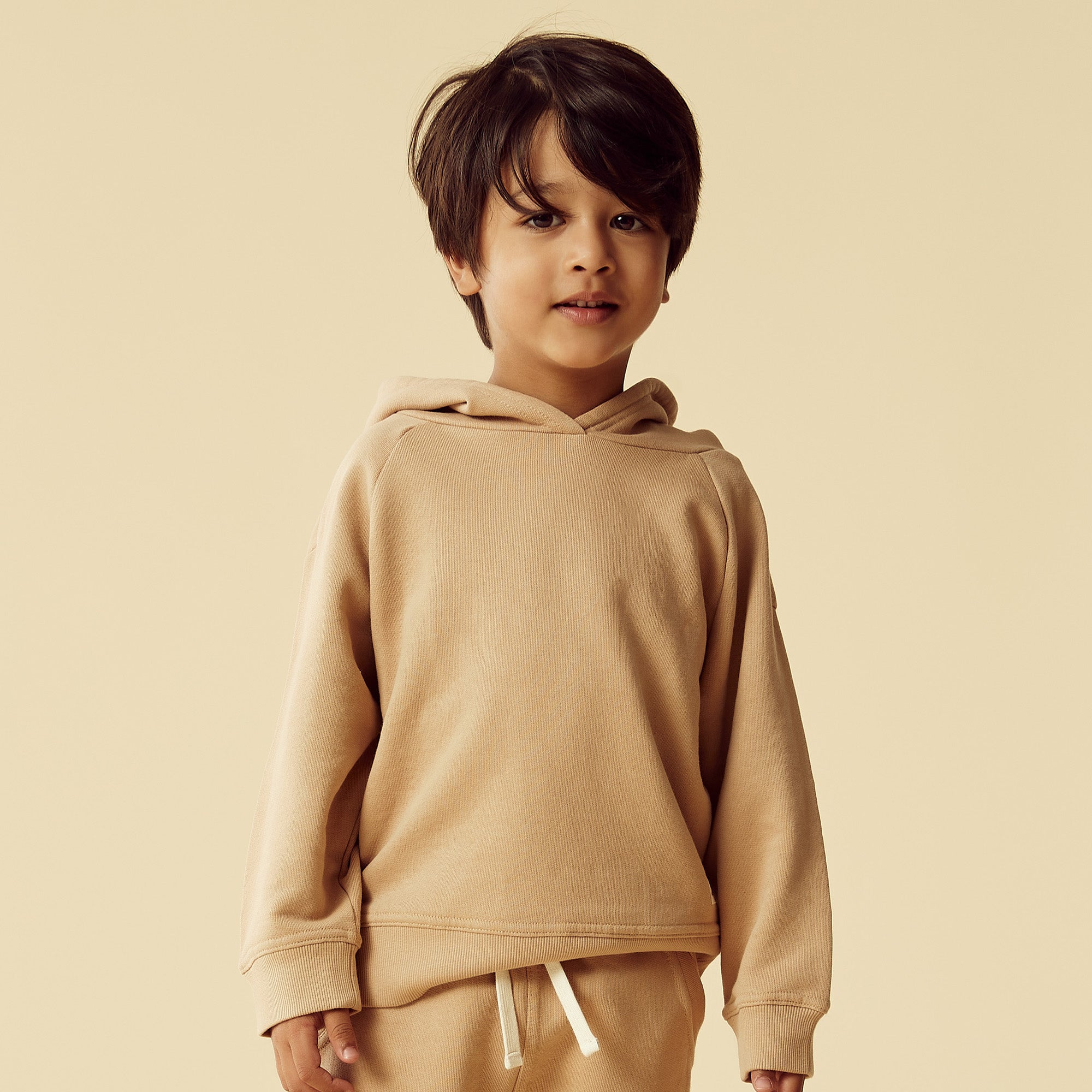 Organic Caramel Terry Hooded Sweatshirt for Women - Soft Cotton Pullover Hoodie for Casual Wear, Loungewear & Outdoor Activities