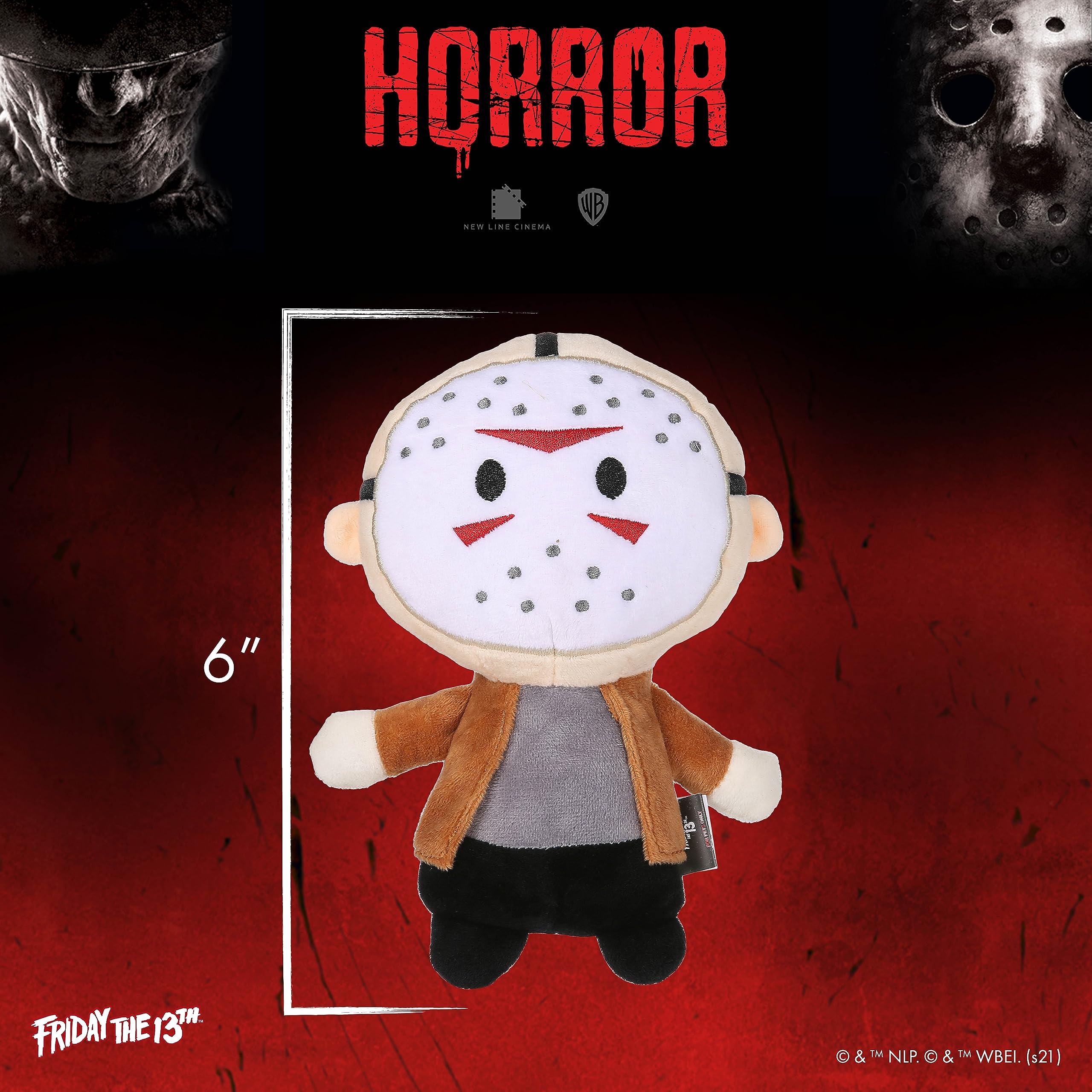 Friday The 13th Jason Voorhees Plush Dog Toy - Warner Bros Horror Movies Collectible Squeaky Chew Toy for Medium Dogs (6 Inch) | Perfect Halloween Gift & Horror Movie Fan Accessory for Playtime & Collecting