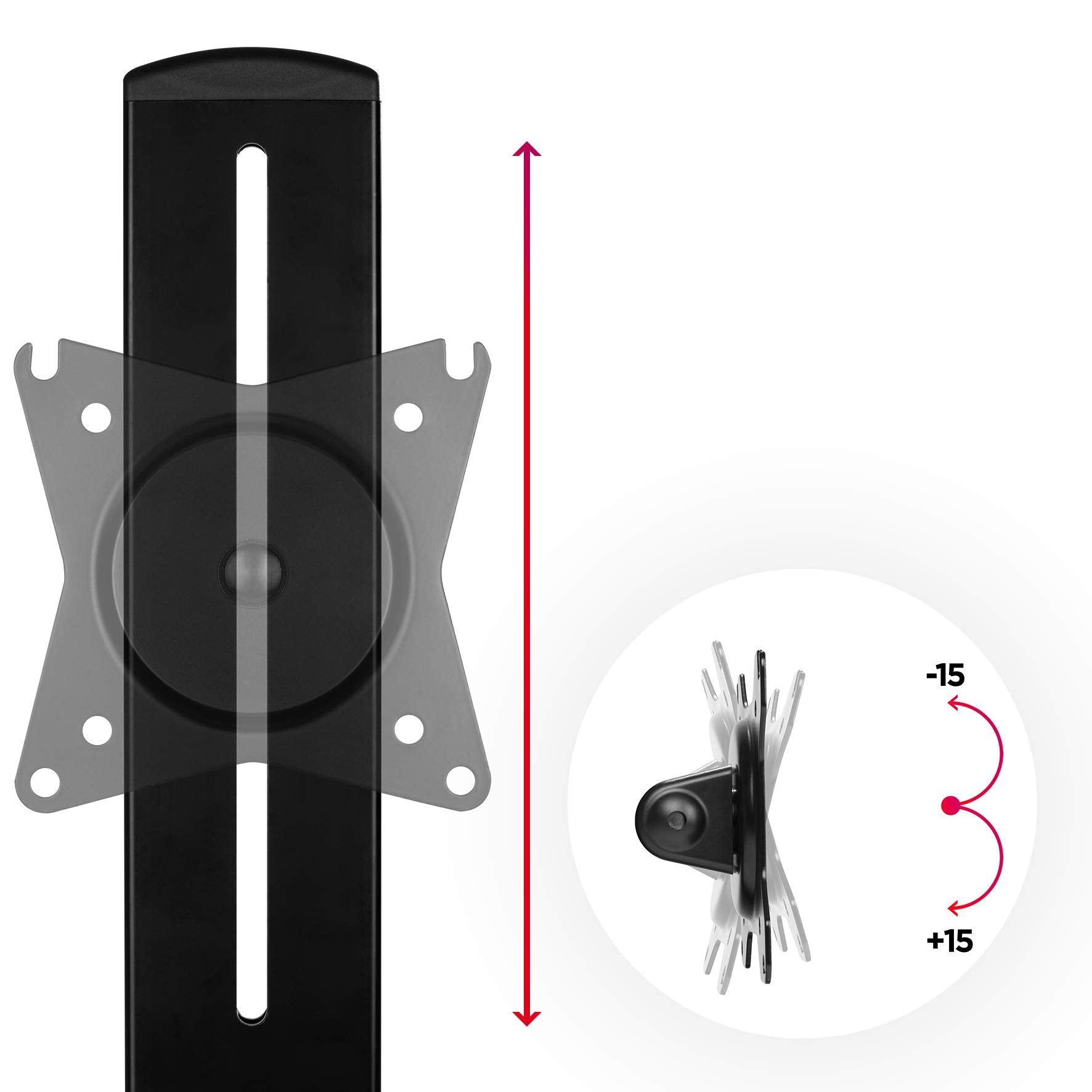 Duronic DM12D1 Single Monitor Arm Stand - Adjustable Height Ergonomic Desk Mount for 17-27 Inch Screens up to 8kg | VESA 75/100 Compatible | 360° Rotation & ±15° Tilt | Perfect for Home Office, Gaming & Workspace Setup
