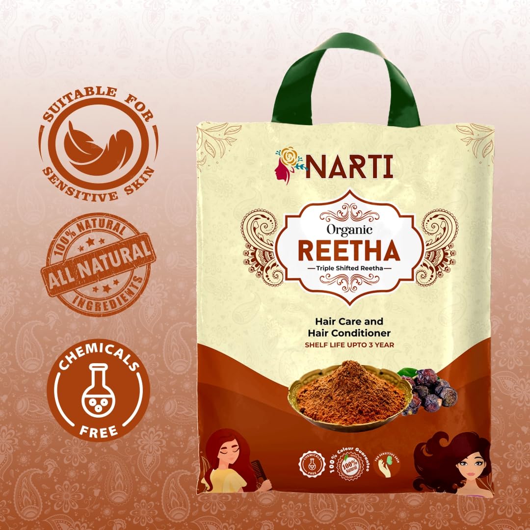 Organic Reetha Powder for Hair Growth & Care - 500g | Natural Soapnut Powder for Smooth & Shiny Hair | Promotes Hair Strength & Scalp Health | Ideal for DIY Hair Wash, Shampoo & Scalp Treatment at Home