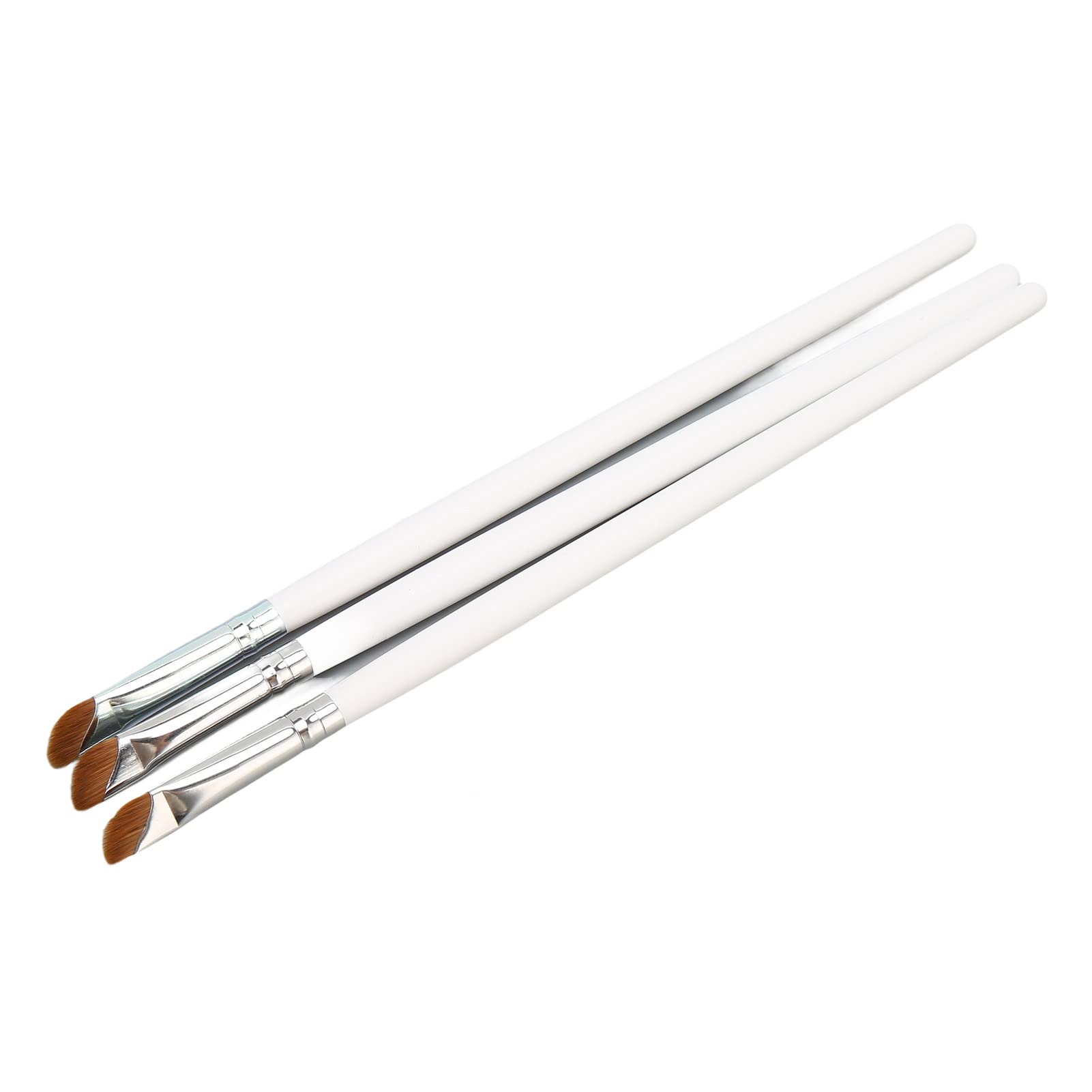 Ultra Thin Eyeliner Brush Set - 3pcs White Slanted Makeup Brushes for Precise Winged Eyeliner & Smokey Eye Makeup | Perfect for Professional Makeup Artists & Beginners | Home Use, Travel, Salon & Beauty Kit Essentials