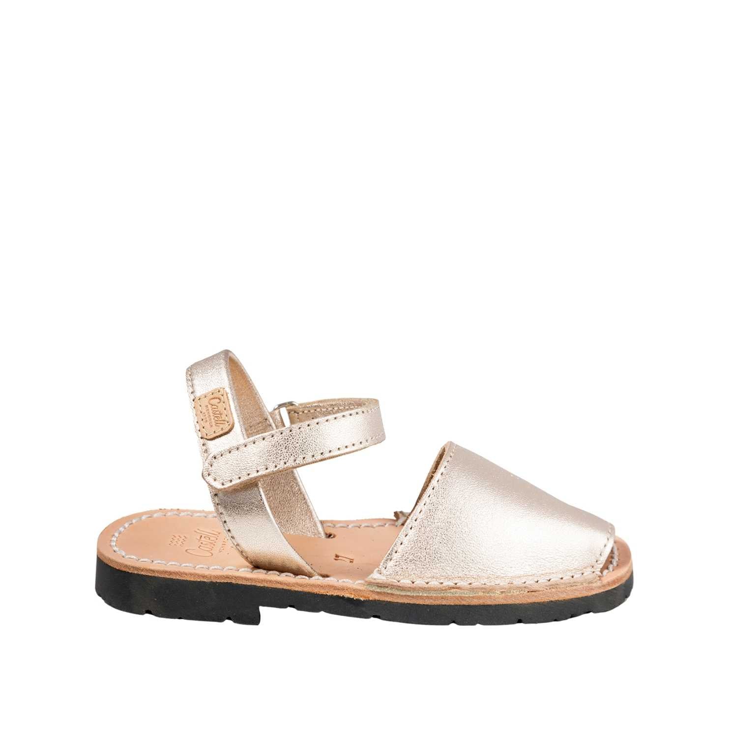 IKER 1002 Metallic Leather Menorcan Sandals for Kids - Comfortable & Stylish Summer Shoes for Beach, Pool & Outdoor Play