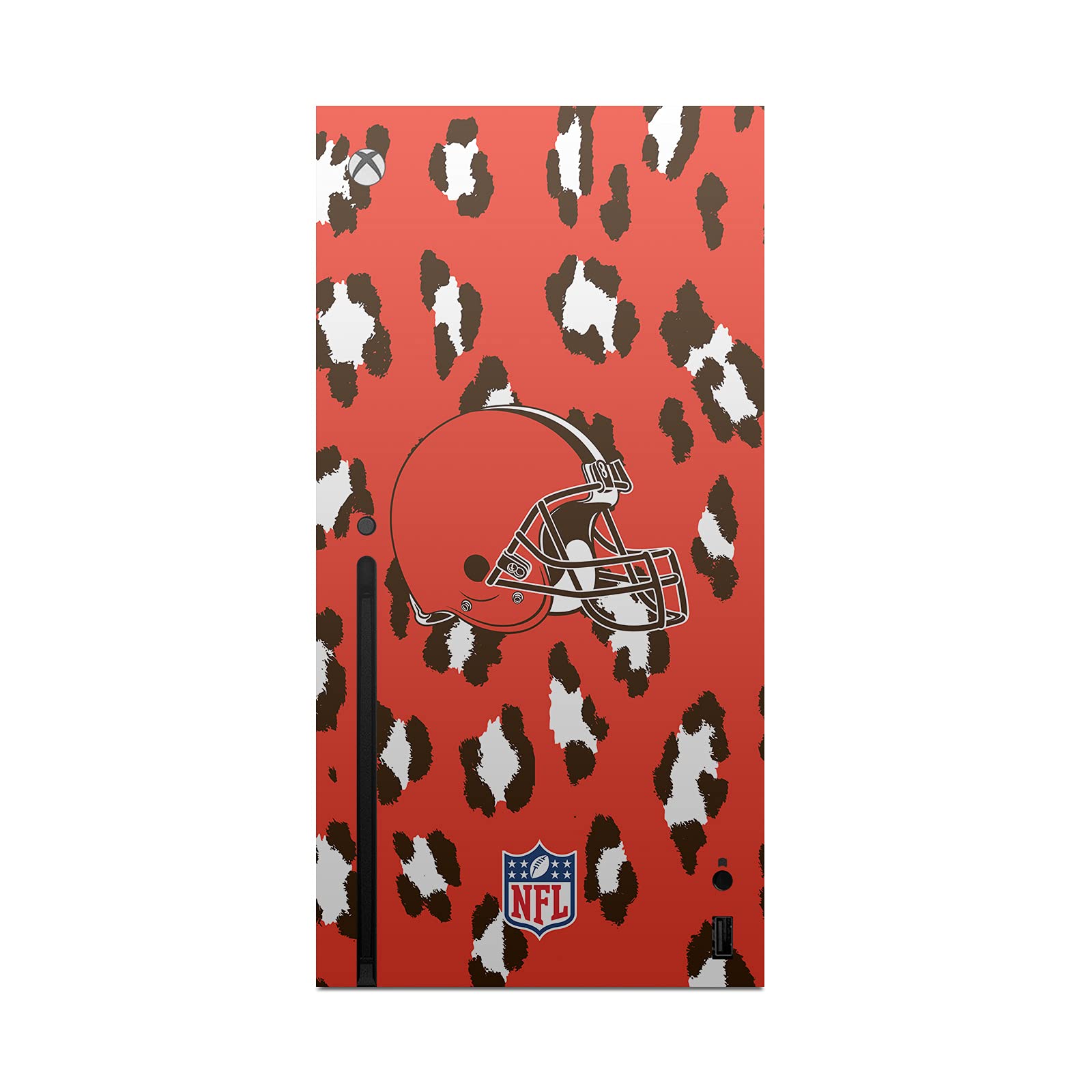 Official NFL Cleveland Browns Leopard Vinyl Sticker Skin Compatible with Xbox Series X Console & Controller - Gaming Accessories for Fans, Custom Decal for Enhanced Gaming Experience