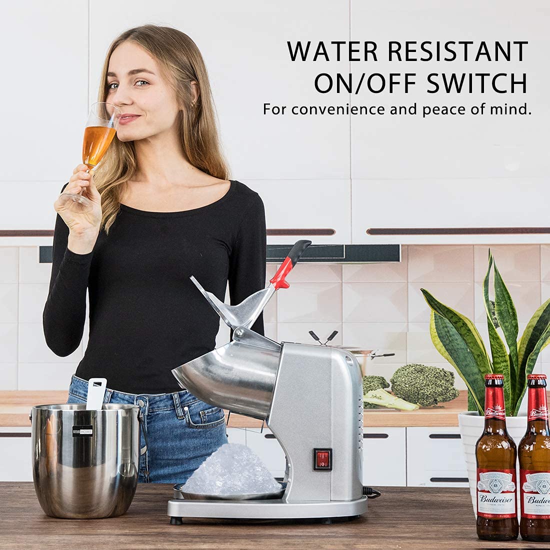 VIVOHOME 11 Inch Electric Dual Blade Ice Crusher Shaver - Snow Cone Maker Machine & Automatic Ice Shaver for Home, Parties, and Commercial Use - Perfect for Cocktails, Smoothies, and Frozen Treats