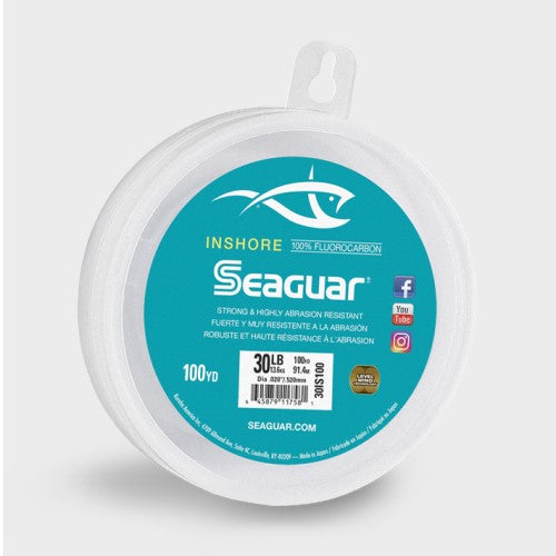 Seaguar 100 Yards Clear Inshore Fluorocarbon Fishing Leader Line - Saltwater & Freshwater Fishing for Bass, Trout, and Redfish