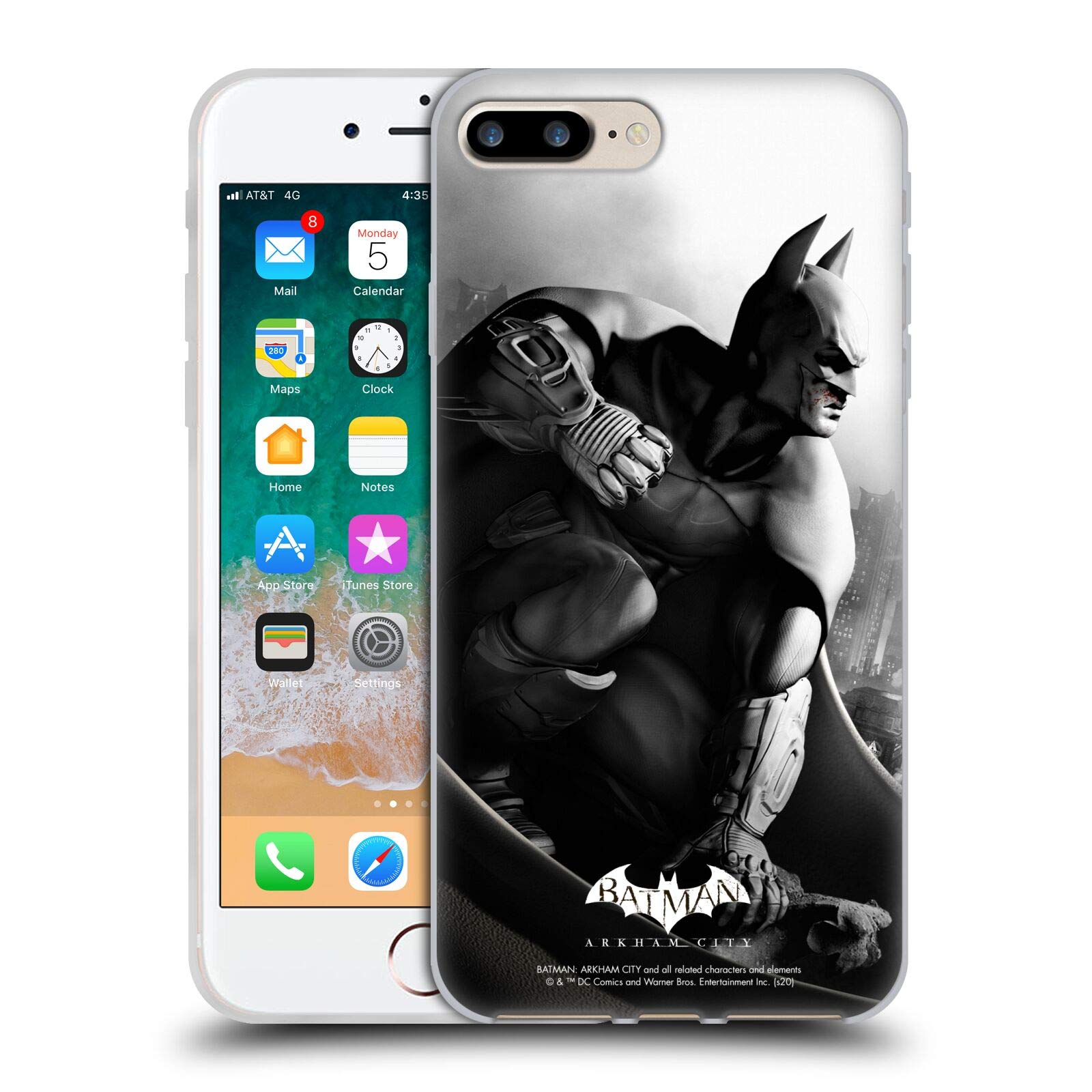 Officially Licensed Batman Arkham City Poster Key Art Soft Gel Case for iPhone 7 Plus/8 Plus - Durable Phone Cover with HD Print | Perfect for DC Fans, Gaming Enthusiasts & Collectors