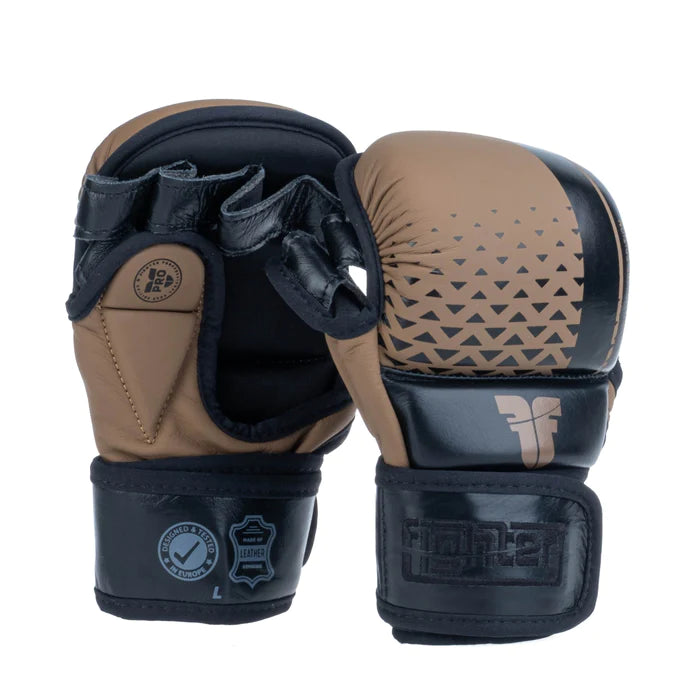 Professional MMA Fighter Gloves - Black/Brown FMGL PRO 001 for Training, Sparring & Competition