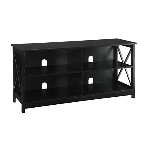 Pemberly Row Modern TV Stand in Black - Stylish Entertainment Center for Living Room & Home Theater