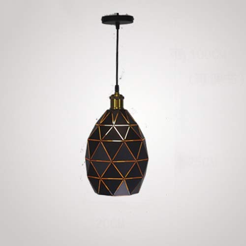 Modern Black Geometric Diamond Metal Ceiling Pendant Light - Polyhedron Wrought Iron Hanging Lamp with E27 Socket - Edison Style Chandelier for Kitchen Island, Bar, Hallway, Living Room & Dining Room - Perfect for Contemporary Home and Restaurant Lighting