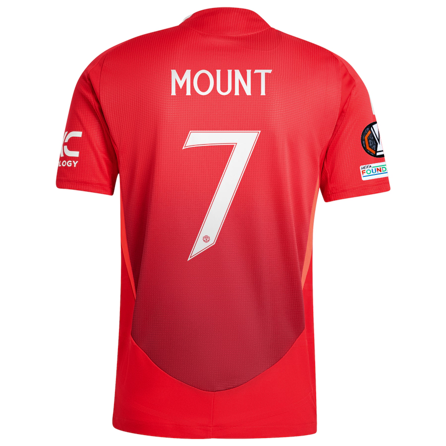 Authentic Adidas Manchester United Mason Mount Home Jersey 24/25 - Official MUFC Red/Bright Red Soccer Shirt with Europa League Patches | Perfect for Matchdays, Fan Gifts & Football Enthusiasts