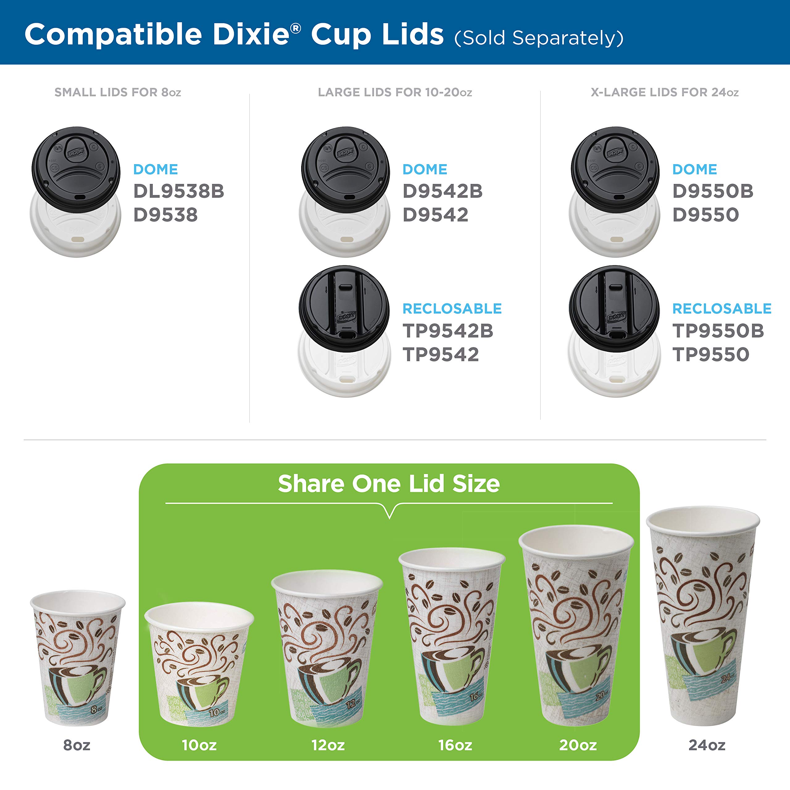 GP PRO Dixie PerfecTouch 8 oz Disposable Paper Coffee Cups - Coffee Haze Design, 1000 Count (50 Cups/Sleeve, 20 Sleeves/Case) - Perfect for Office, Cafes & Home Use