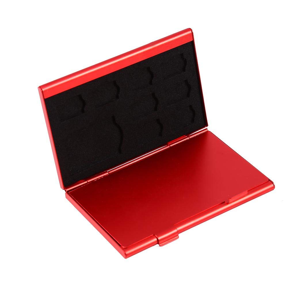 Portable Aluminum SIM Card Case - 12 Slot Micro SD & TF Card Holder Organizer (Red) | Perfect for Travel, Photography & Phone Accessories Storage