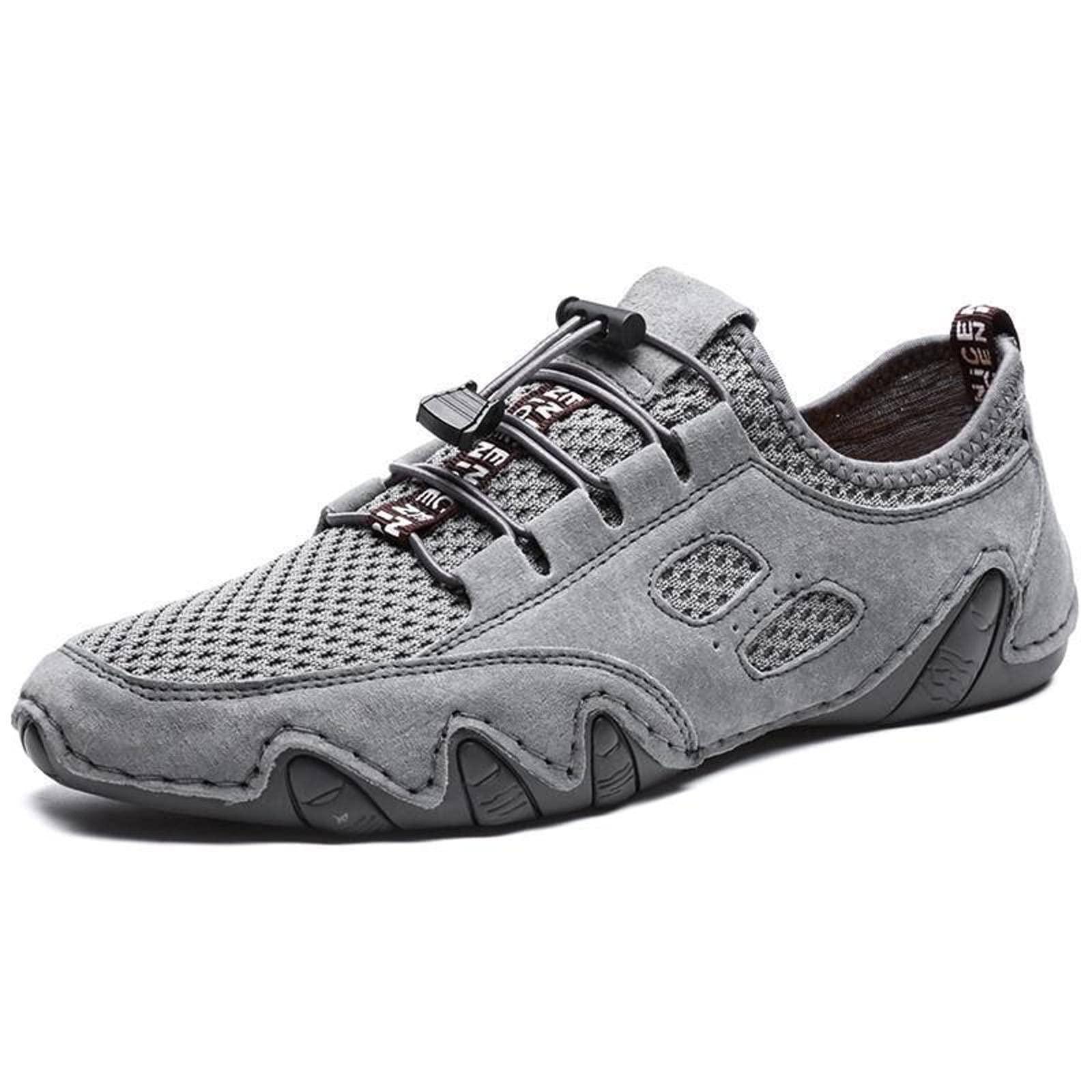 2021 New Men's Casual Leather Lace-Up Driving Moccasin Shoes - Breathable Mesh Cowhide Loafers for Spring & Summer | Perfect for Work, Dating & Outdoor Activities
