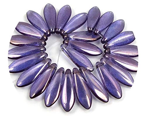 25pcs Czech Glass Dagger Beads 5x16mm - Transparent Jewelry Making Supplies for DIY Bracelets, Necklaces, Handmade Crafts | Perfect for Boho, Beadwork & Fashion Accessories