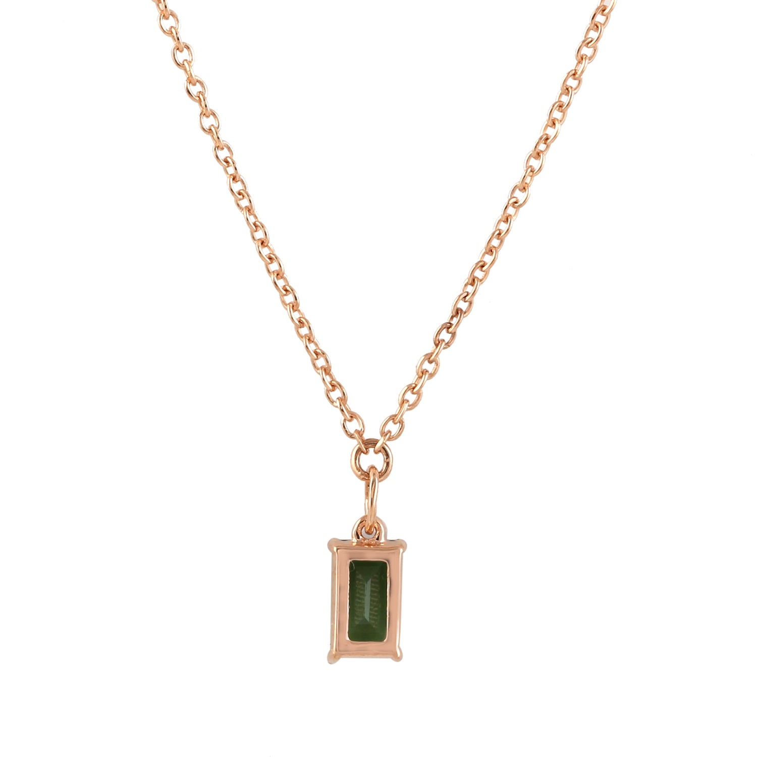 18K Rose Gold Baguette Cut Green Tourmaline Princess Necklace - Elegant Gift for Women, Perfect for Weddings, Anniversaries & Special Occasions
