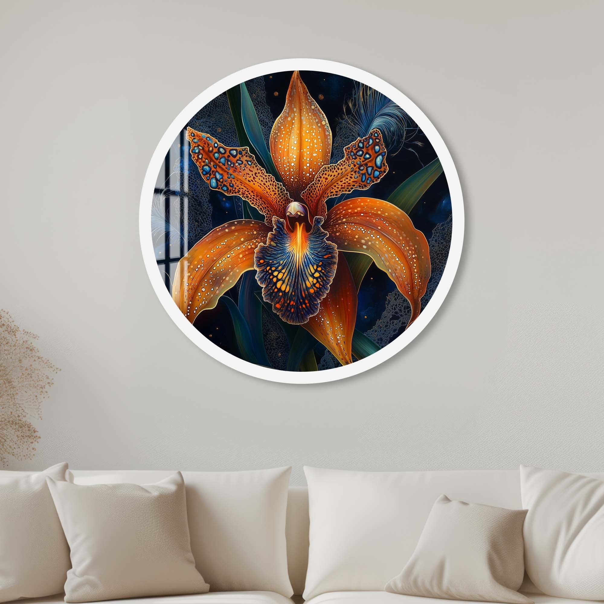 Lunara Rounded Glass Wall Art - Modern Abstract Decor for Living Room, Bedroom & Office - Handmade Glass Art for Home & Office Decor